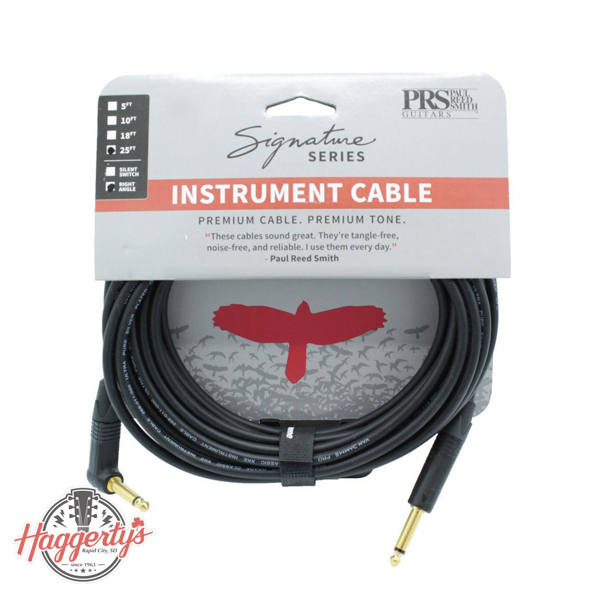 PRS 25ft Signature Instrument Cable Straight/Right