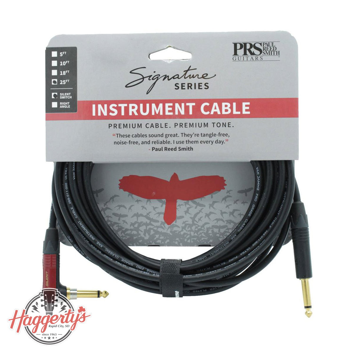 PRS 25ft Signature Instrument Cable Silent Straight/Right