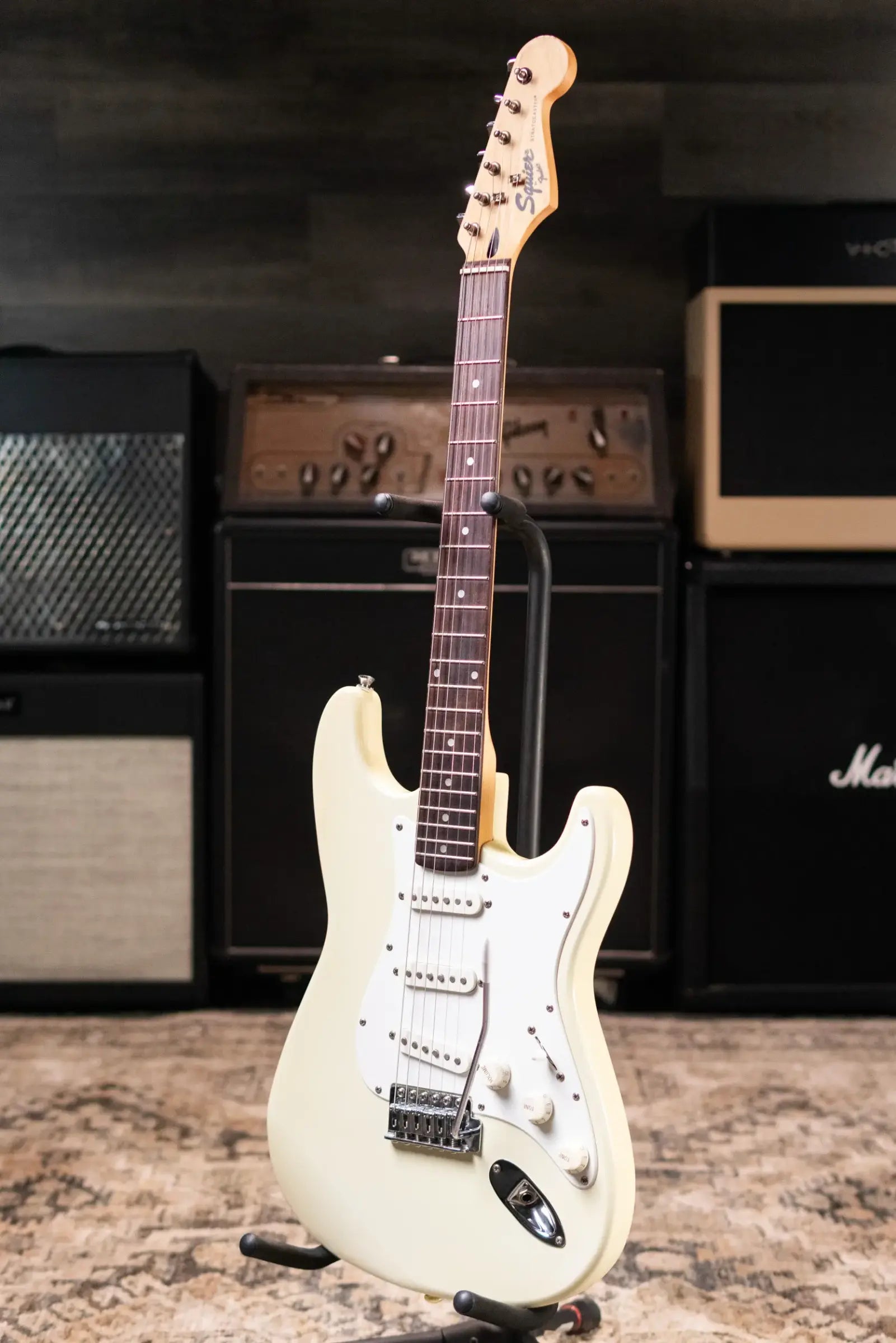 Squier 1995 Standard Stratocaster with Rosewood Fretboard Made in Korea, Olympic White - Used
