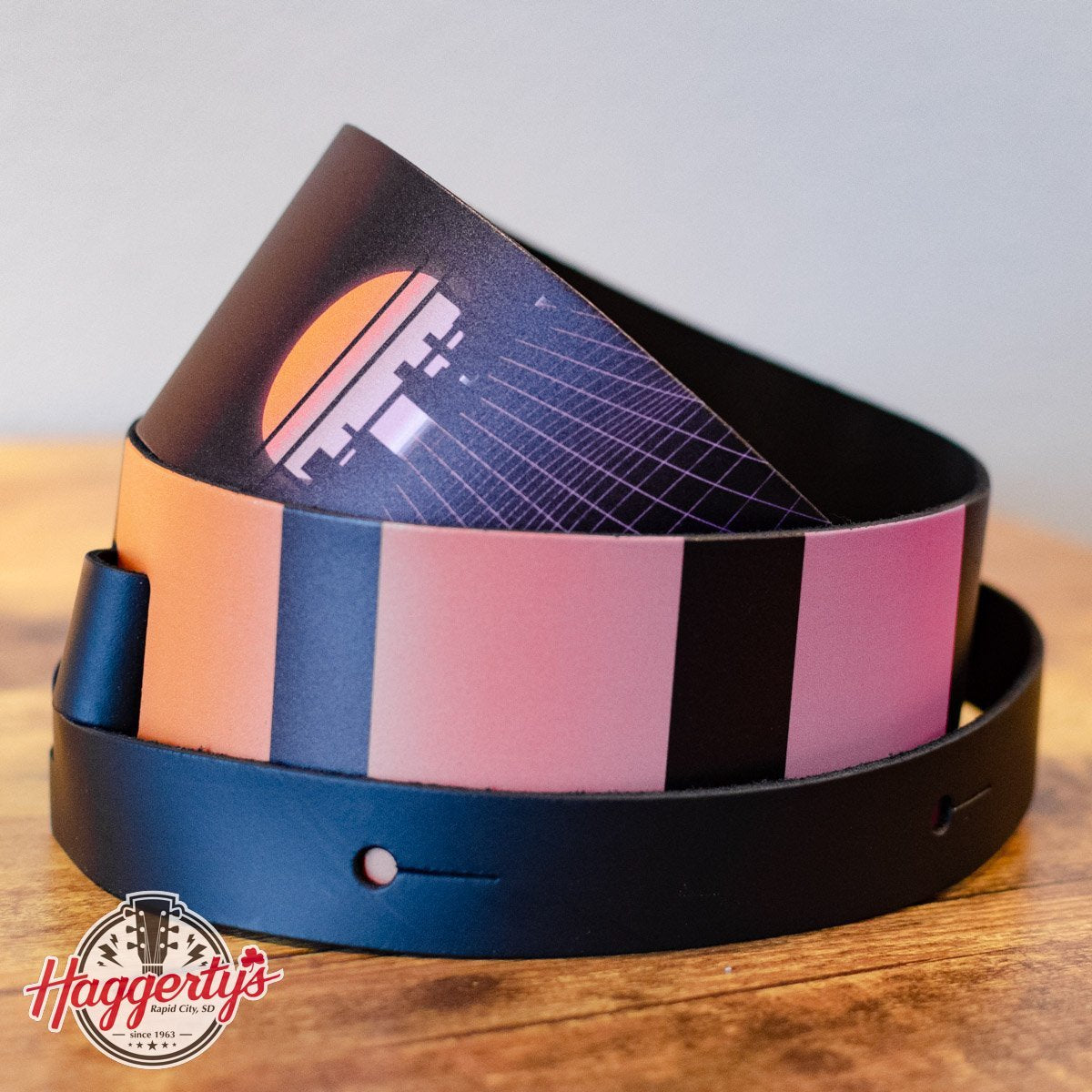 D'Addario Outrun Printed Leather Guitar Strap Power Grid