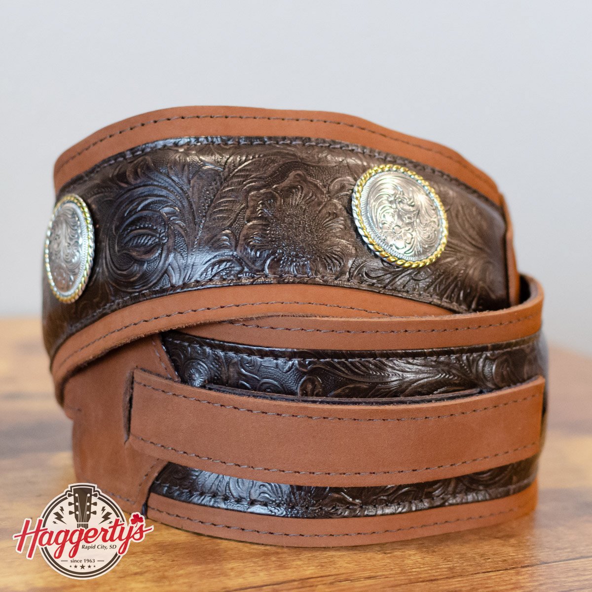 Taylor Grand Pacific 3" Nickel Concho Leather Strap Brown