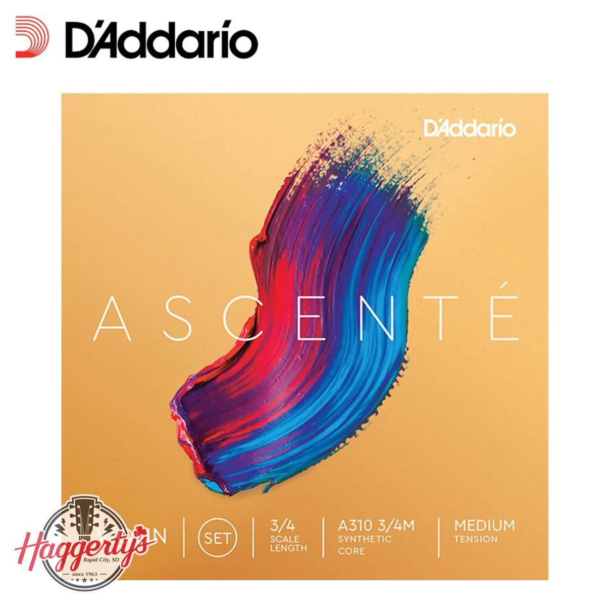 D'Addario Ascenté Violin String Set 3/4 Scale Medium Tension