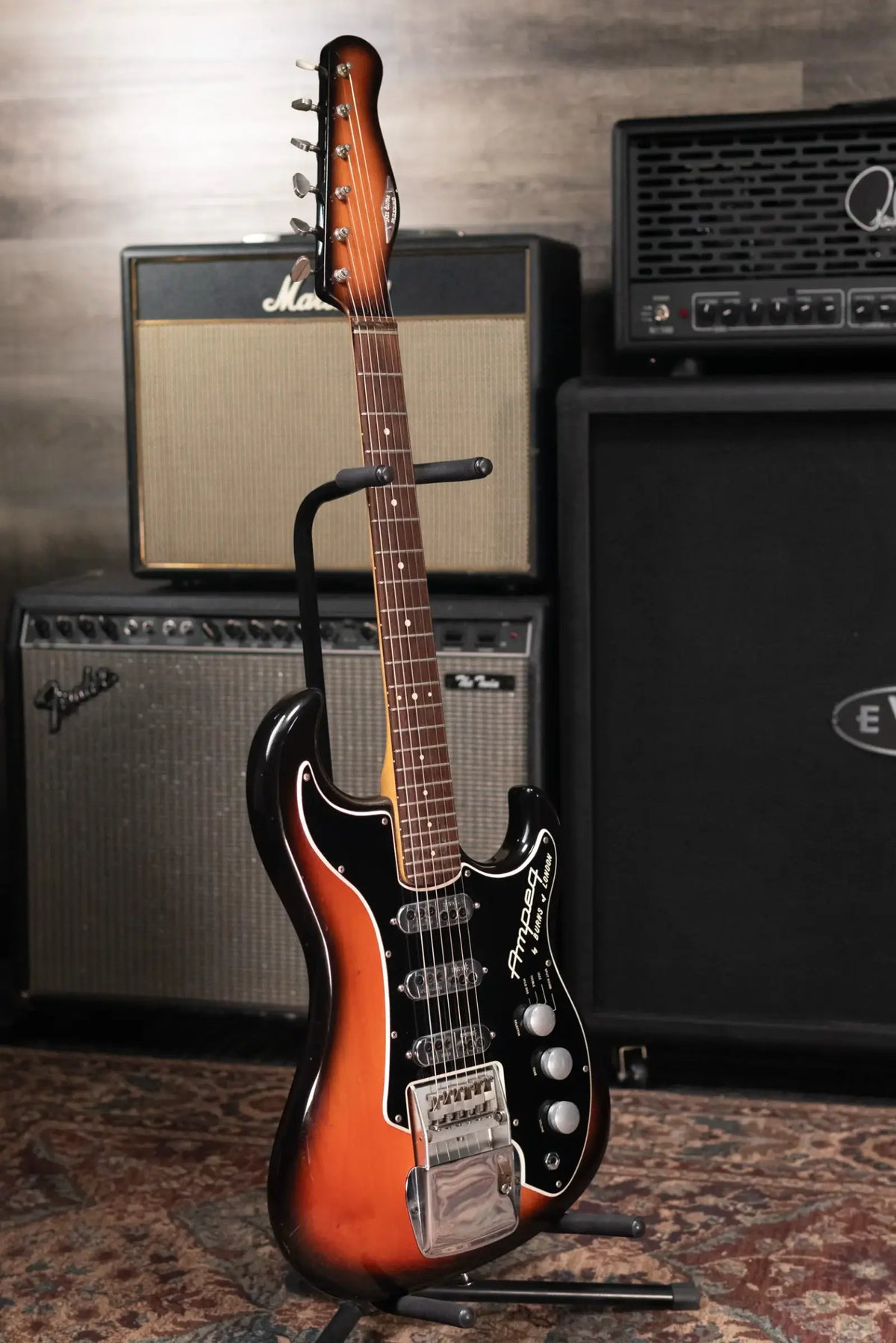 Ampeg Burns Split Sound Electric Guitar Sunburst with Ampeg Tolex Case - Used