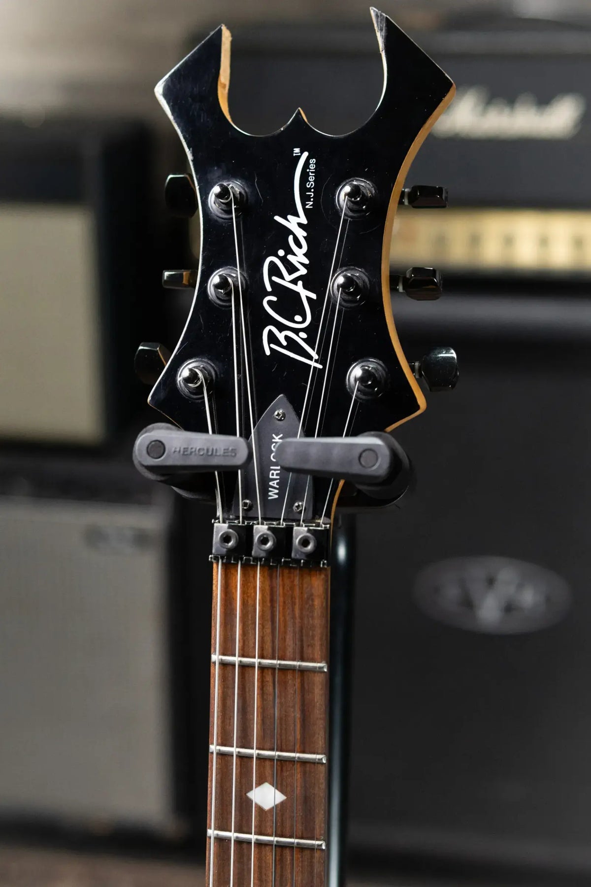 B.C. Rich Warlock Electric Guitar - Ebony with Hardshell Case - Used