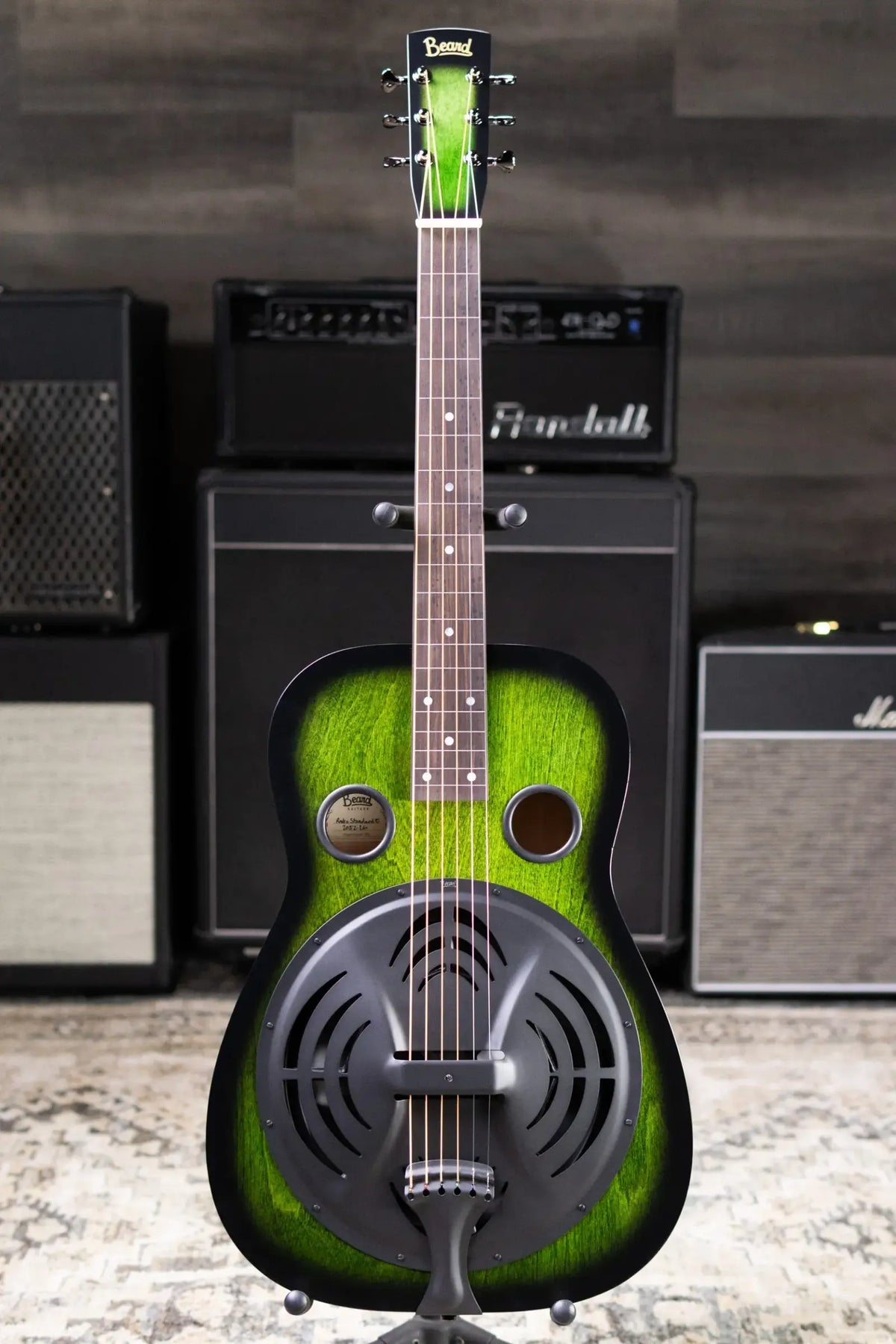 Beard Radio Standard E Model with Fishman Pickup Squareneck Resonator Acoustic/Electric Guitar - Emerald Sunburst with Hardshell Case