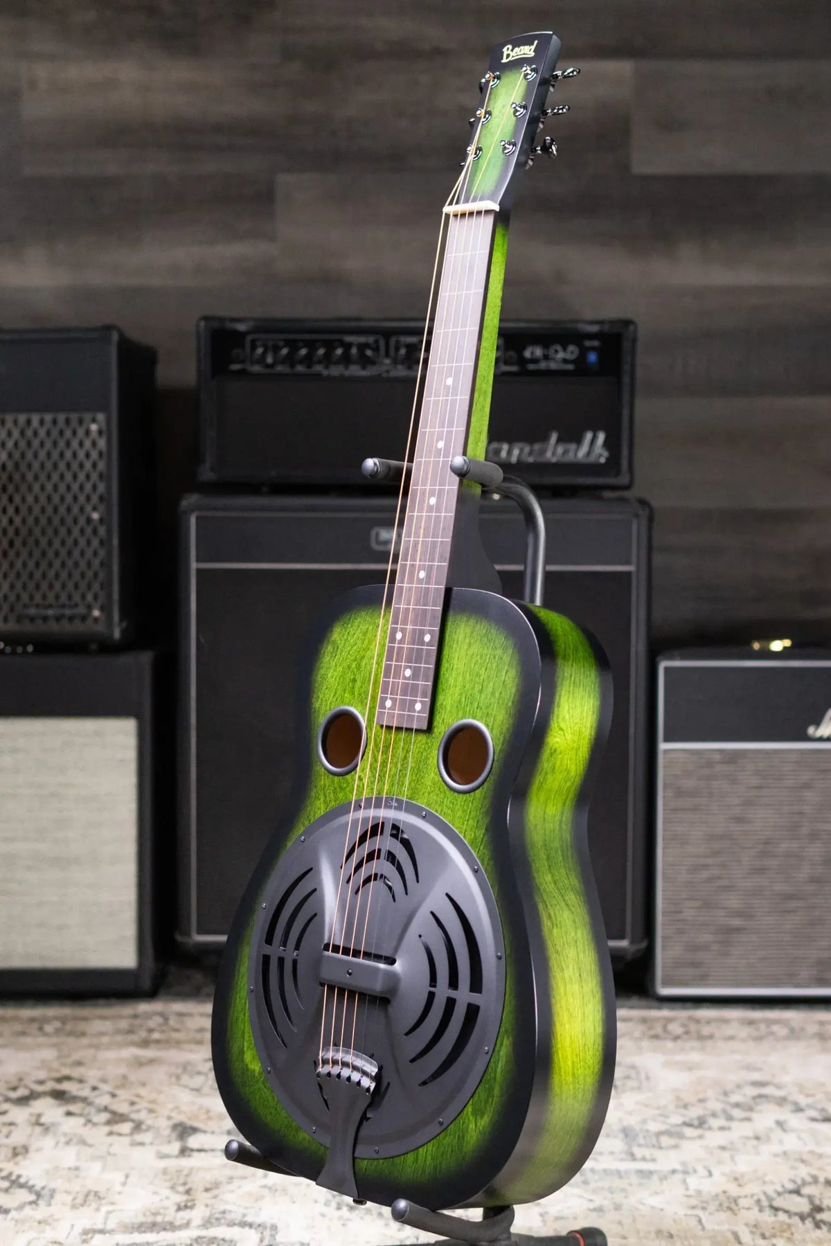 Beard Radio Standard E Model with Fishman Pickup Squareneck Resonator Acoustic/Electric Guitar - Emerald Sunburst with Hardshell Case