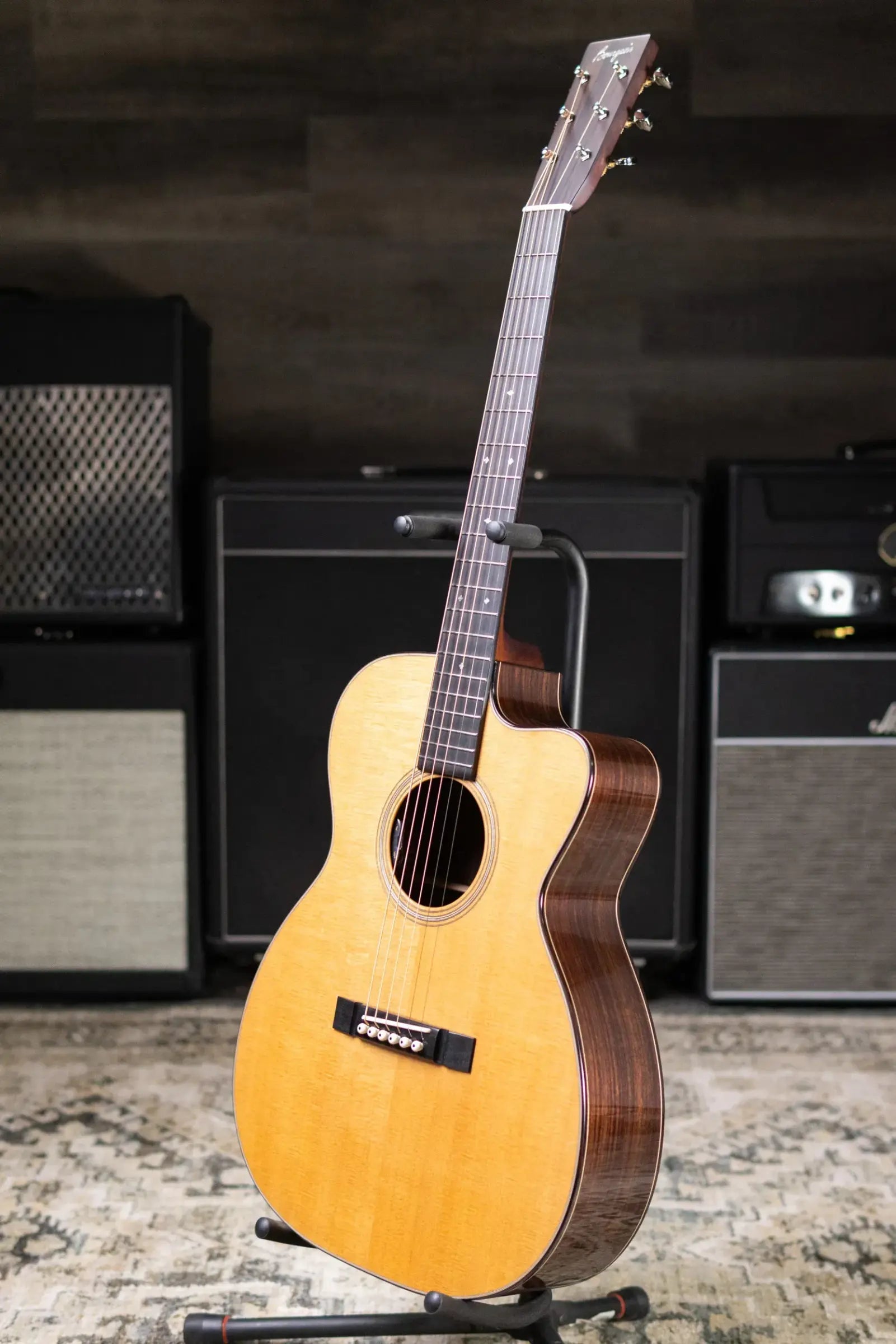 Bourgeios OMCE/DE Soloist Downeast Series Acoustic/Electric Guitar - Thermo-Cured Sitka Spruce/Indian Rosewood with Hardshell Case