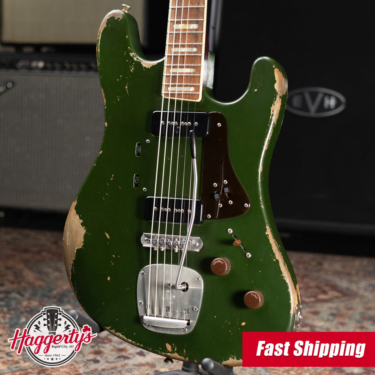 Castedosa #37 Conchers Baritone with La Raza Octave Fuzz Circuit - Aged Cadillac Green Metallic with Hardshell Case - Used