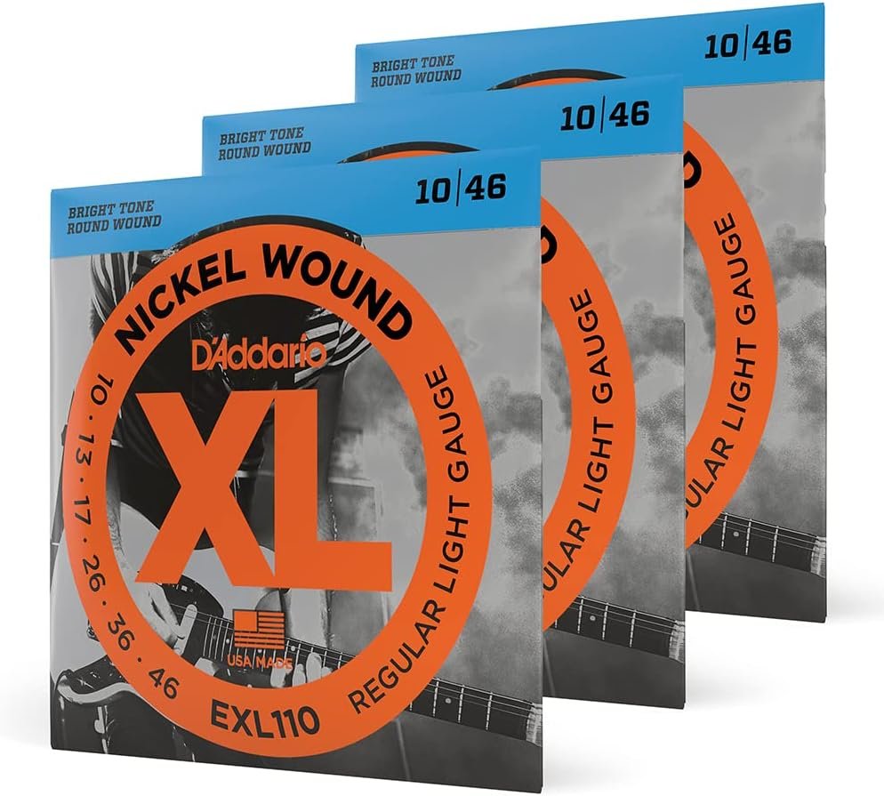 D'Addario EXL110-3D Nickel Wound Electric Guitar Strings 10-46 3 Sets