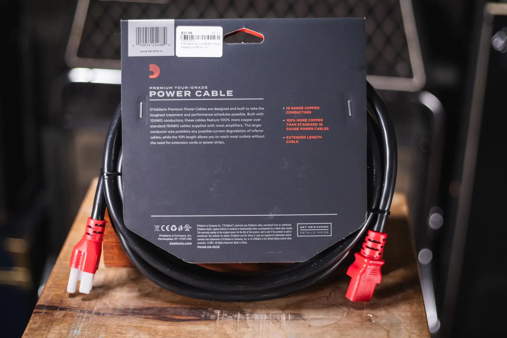 DAddario IEC to NEMA Plug Power Cable 10FT haggertys 2