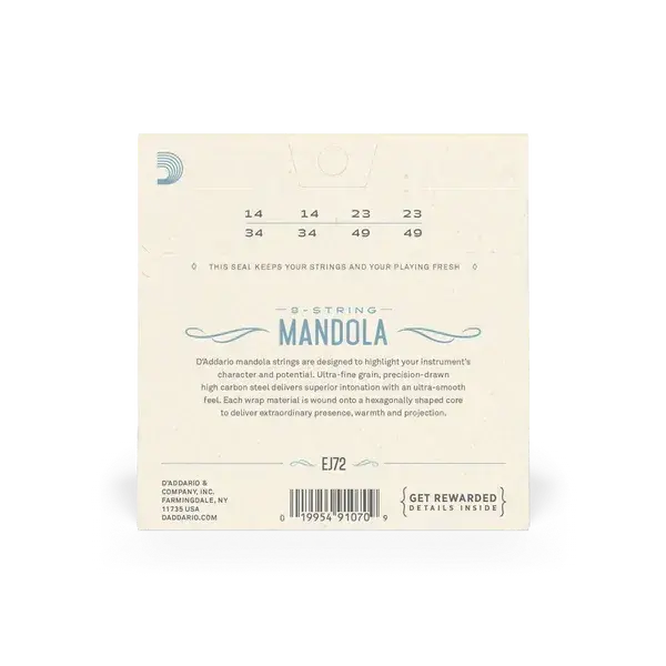 D'Addario EJ72 Phosphor Bronze Mandola Strings Light 14-49