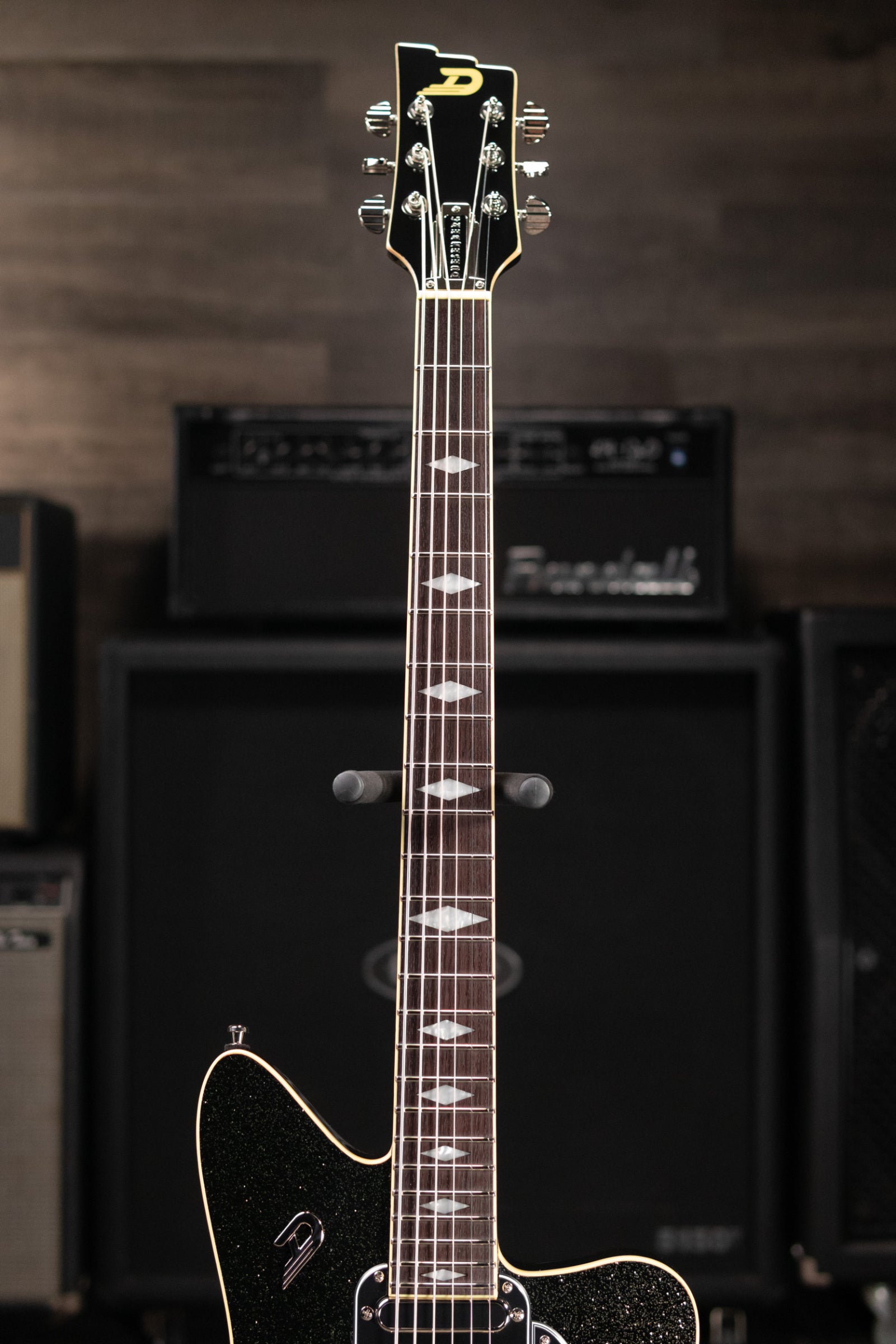 Duesenberg Paloma Baritone Electric Guitar - Black Sparkle with Gig Bag