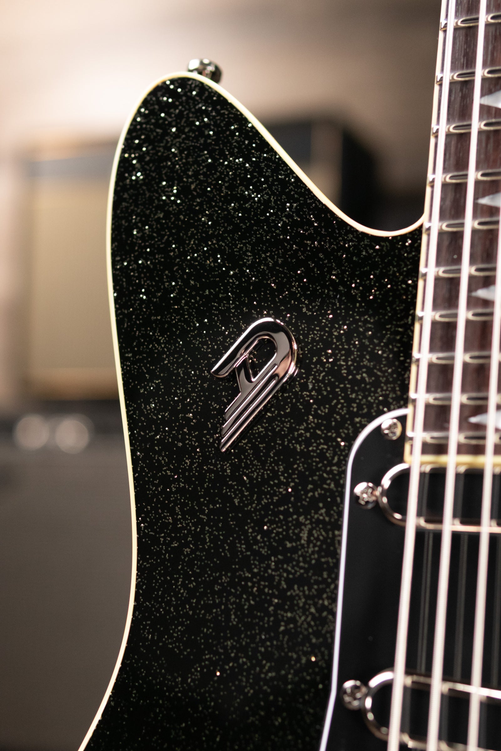 Duesenberg Paloma Baritone Electric Guitar - Black Sparkle with Gig Bag