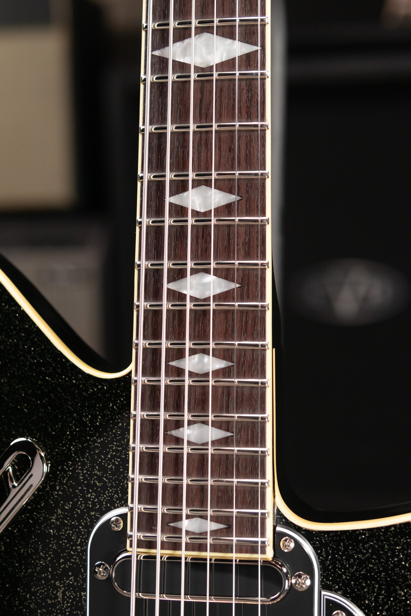 Duesenberg Paloma Baritone Electric Guitar - Black Sparkle with Gig Bag