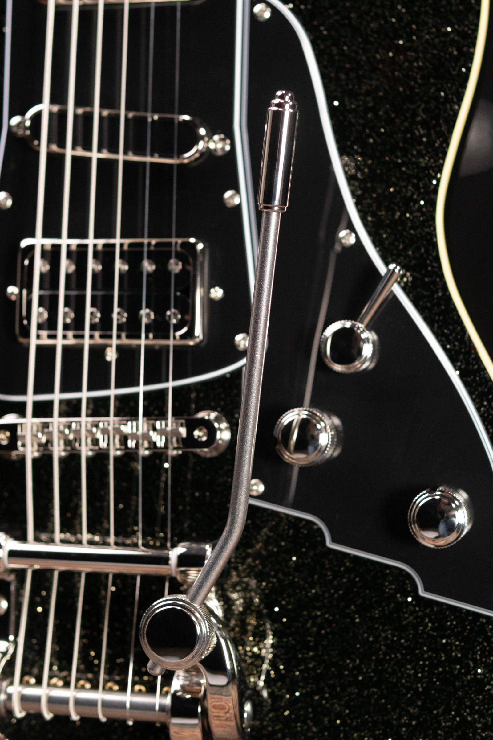 Duesenberg Paloma Baritone Electric Guitar - Black Sparkle with Gig Bag