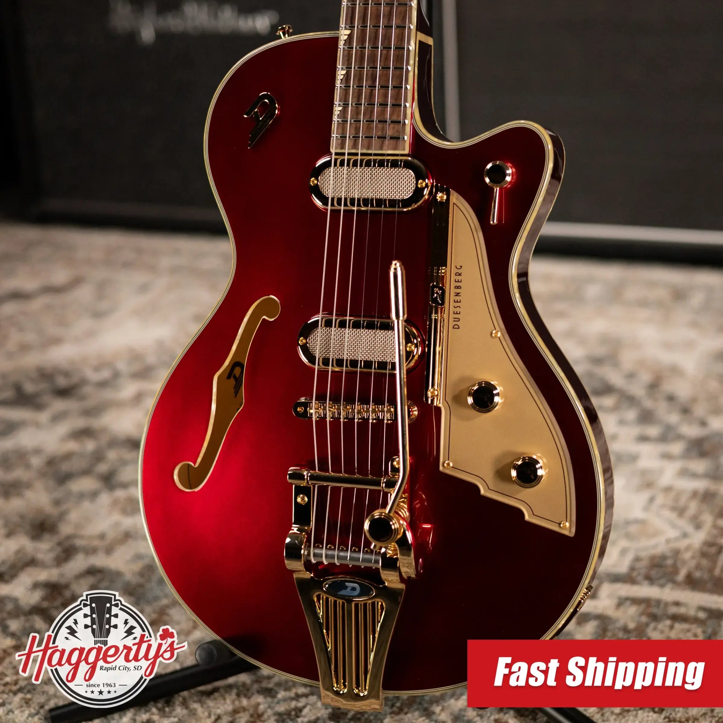 Duesenberg Starplayer TV Phonic Semi-hollow Electric Guitar - Balboa Pearl Red with Hardshell Case