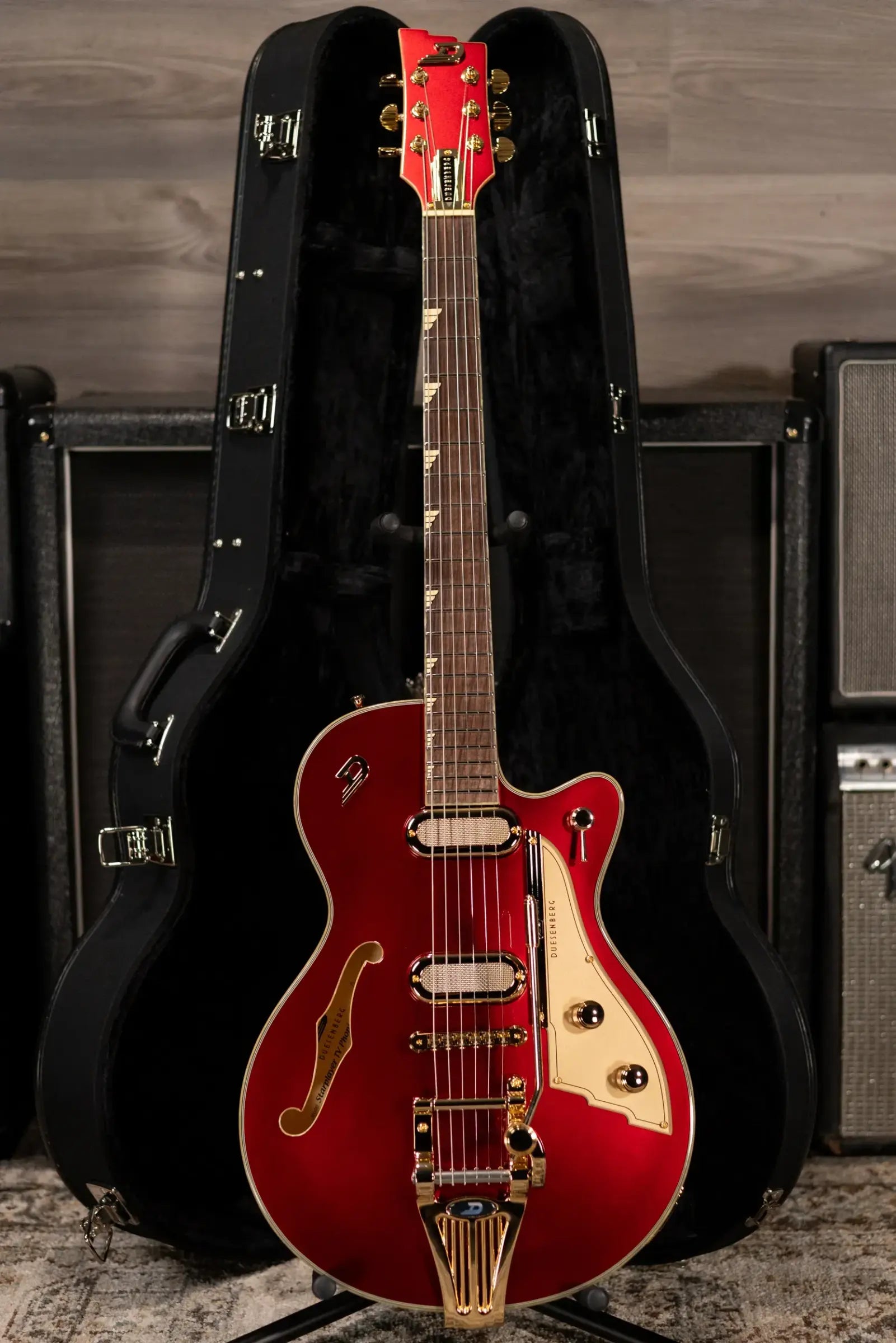 Duesenberg Starplayer TV Phonic Semi-hollow Electric Guitar - Balboa Pearl Red with Hardshell Case