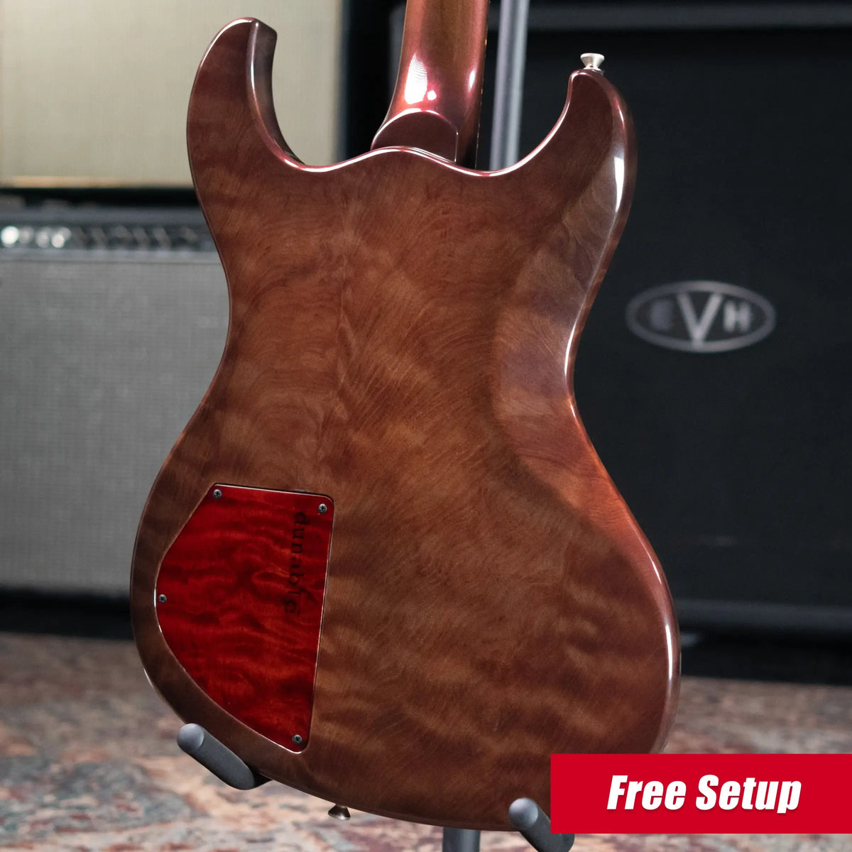 Dunable Custom Gnarwhal 9-String 1-Piece Curly Redwood Electric Guitar - Charcoal/Red Shift with Hardshell Case