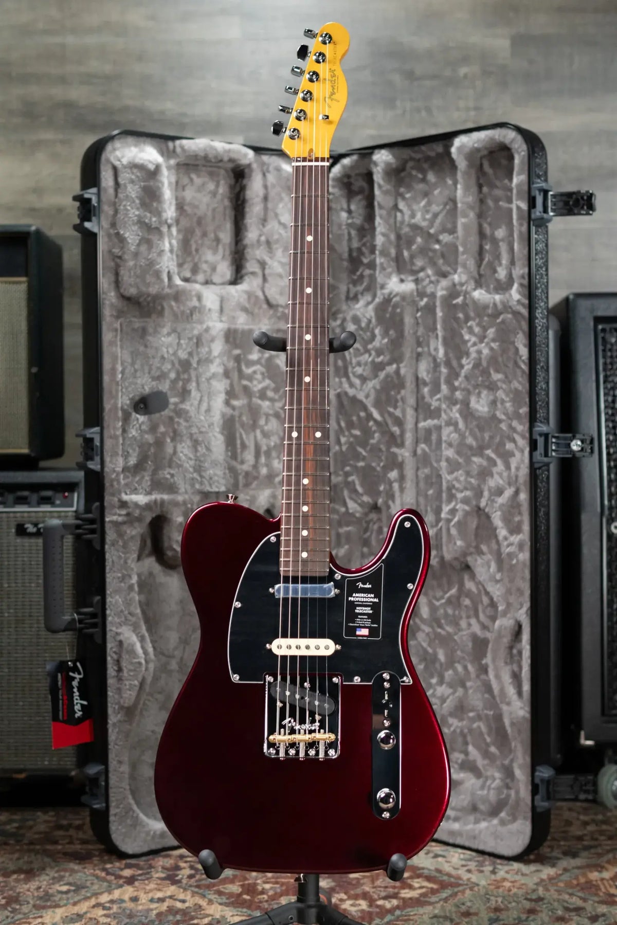 Fender American Professional Hotshot Telecaster Electric Guitar - Oxblood with Hardshell Case