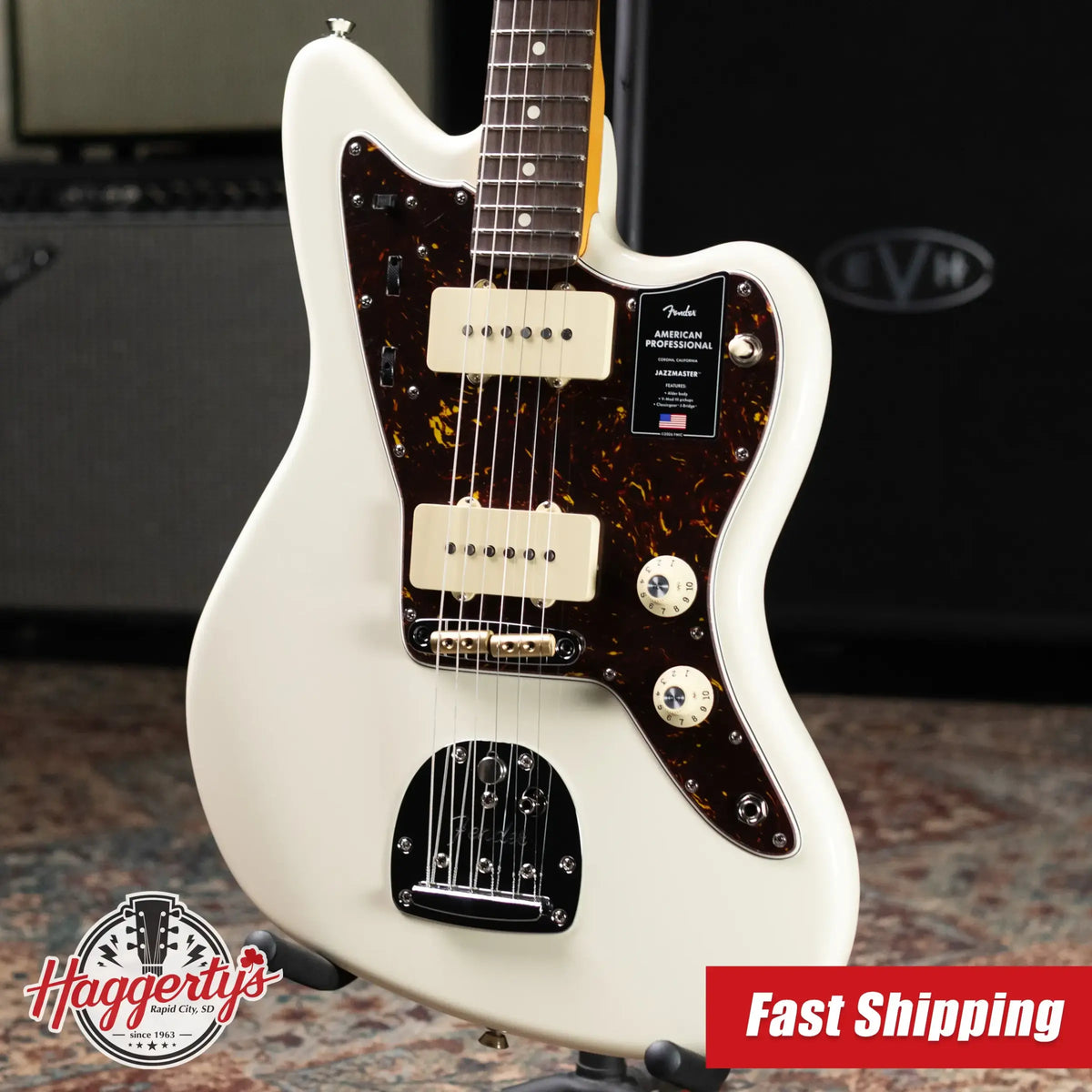 Fender American Professional Jazzmaster Electric Guitar - Olympic White with Hardshell Case