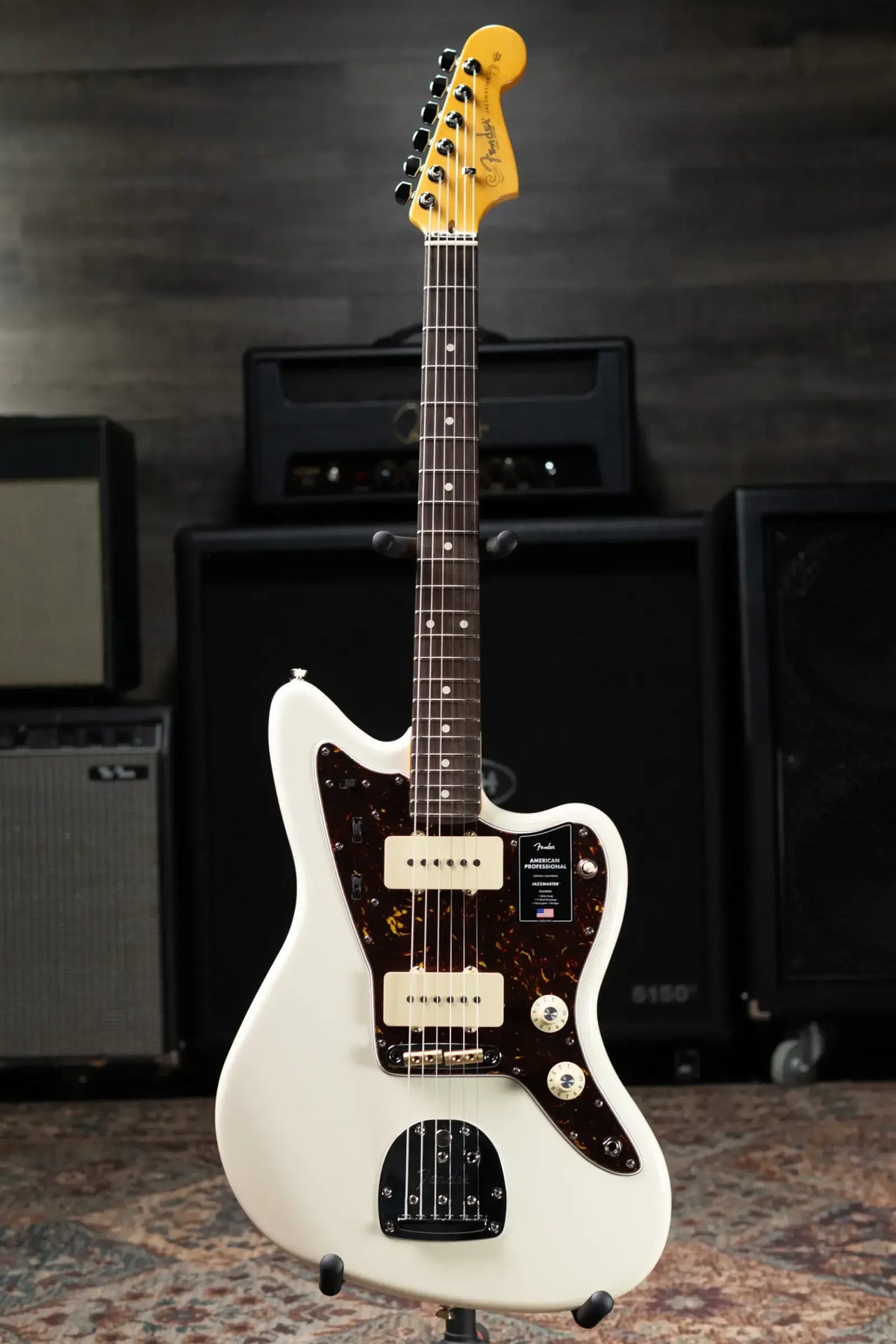 Fender American Professional Jazzmaster Electric Guitar - Olympic White with Hardshell Case