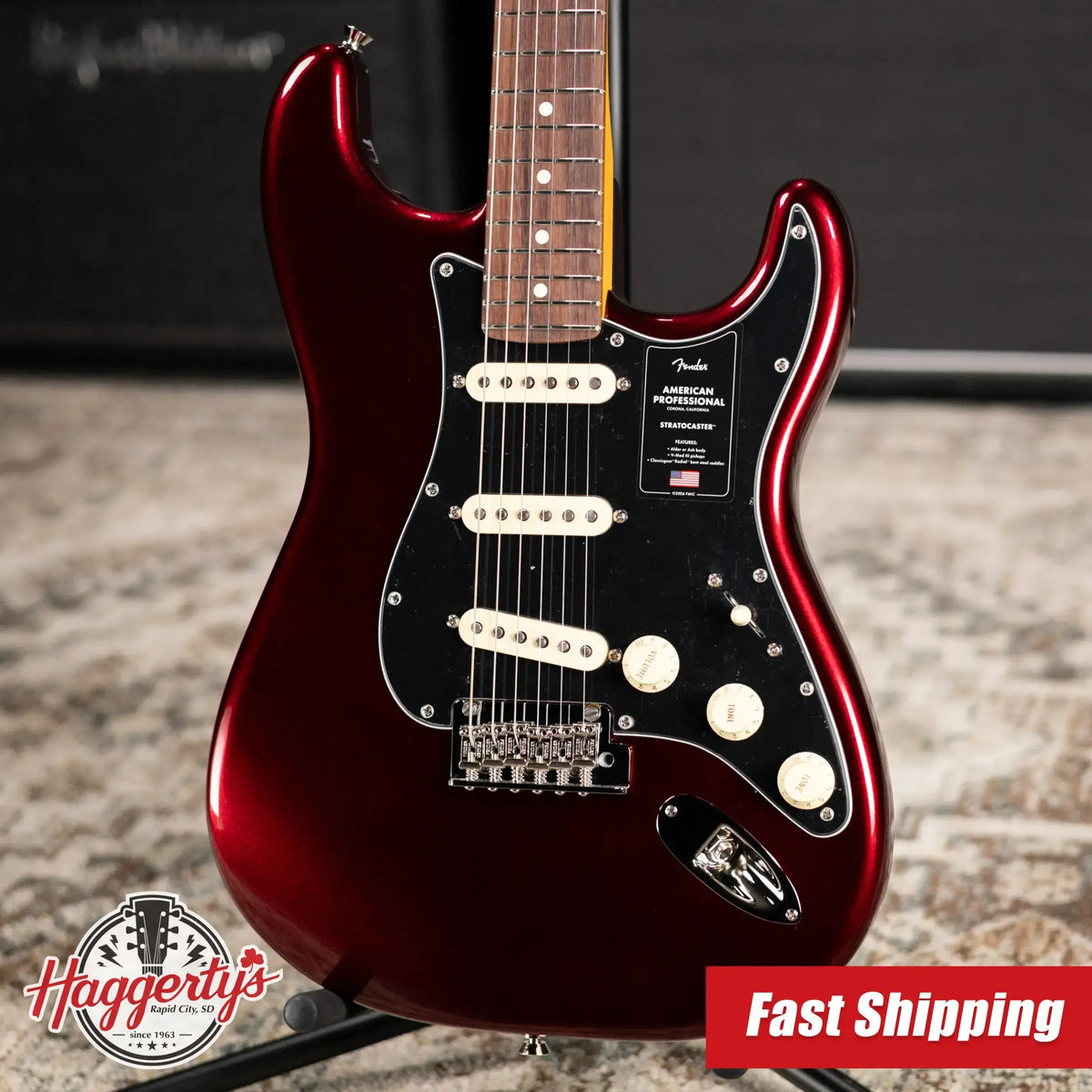 Fender American Professional Stratocaster Electric Guitar - Oxblood with Hardshell Case