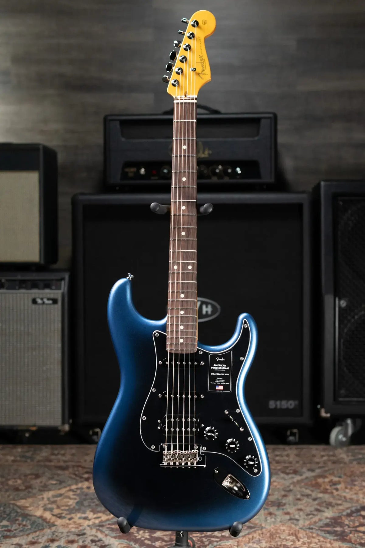 Fender American Professional Stratocaster HSS Electric Guitar - Dark Night with Hardshell Case