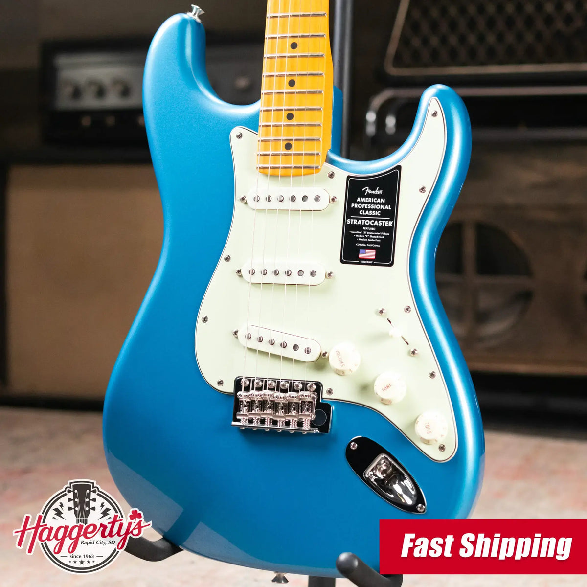 Fender American Professional Classic Stratocaster Electric Guitar - Faded Lake Placid Blue with Gig Bag - Demo