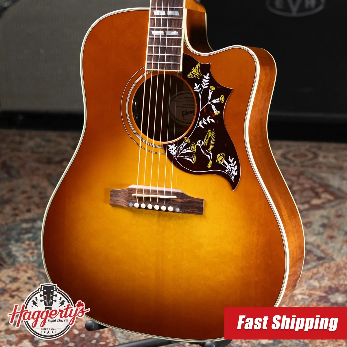 Gibson Hummingbird Standard EC HiFi DNA Acoustic/Electric Guitar - Heritage Cherry Sunburst with Hardshell Case