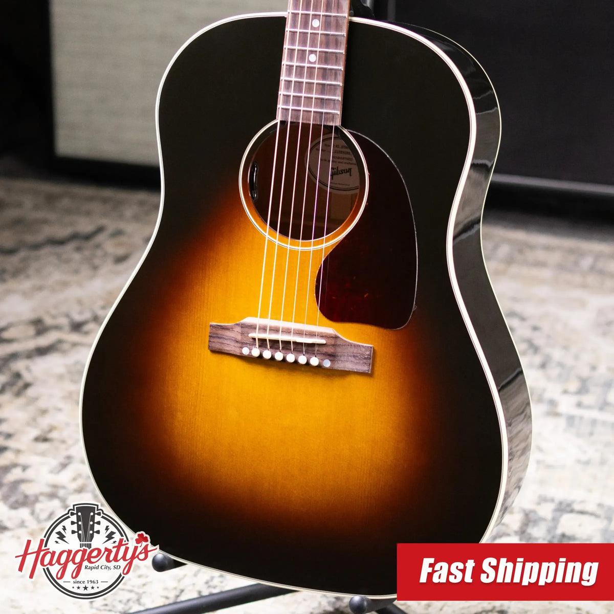 Gibson J-45 Standard Acoustic/Electric Guitar - Vintage Sunburst with Hardshell Case
