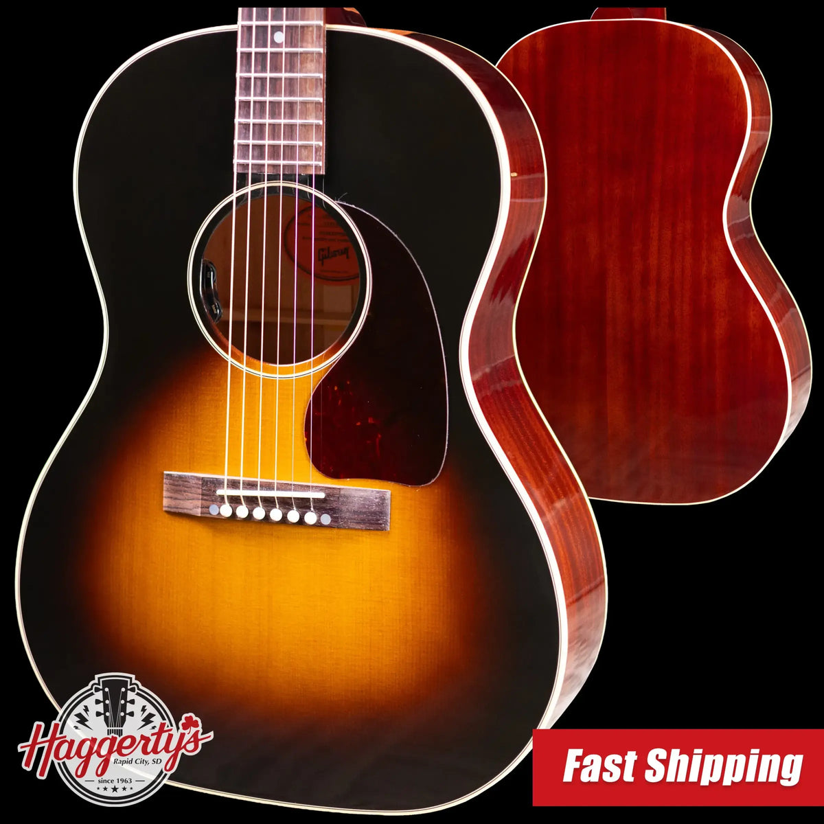 Gibson LG-2 50s Original HiFi DNA Acoustic/Electric Guitar - Vintage Sunburst with Hardshell Case