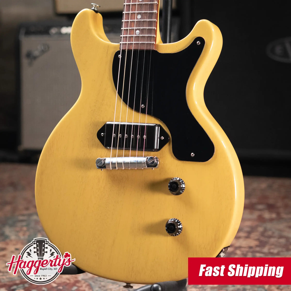 Gibson Les Paul Junior Double Cutaway Electric Guitar - TV Yellow with Hardshell Case - Demo