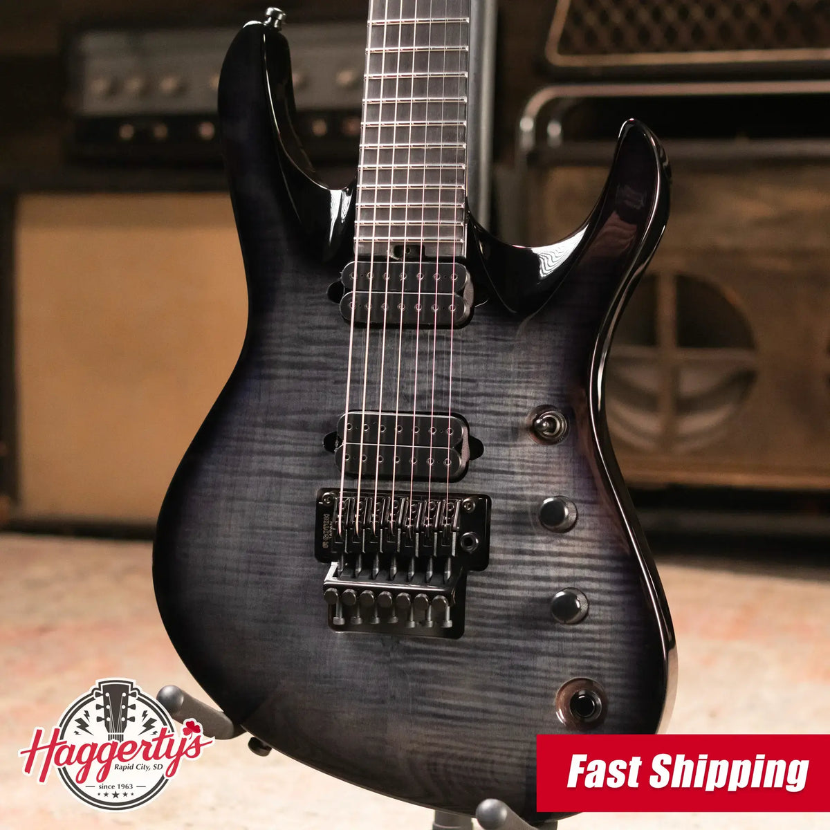 Jackson Pro Plus Series Signature Chris Broderick Soloist 7 String Electric Guitar - Transparent Black with Foam Core Case - Demo