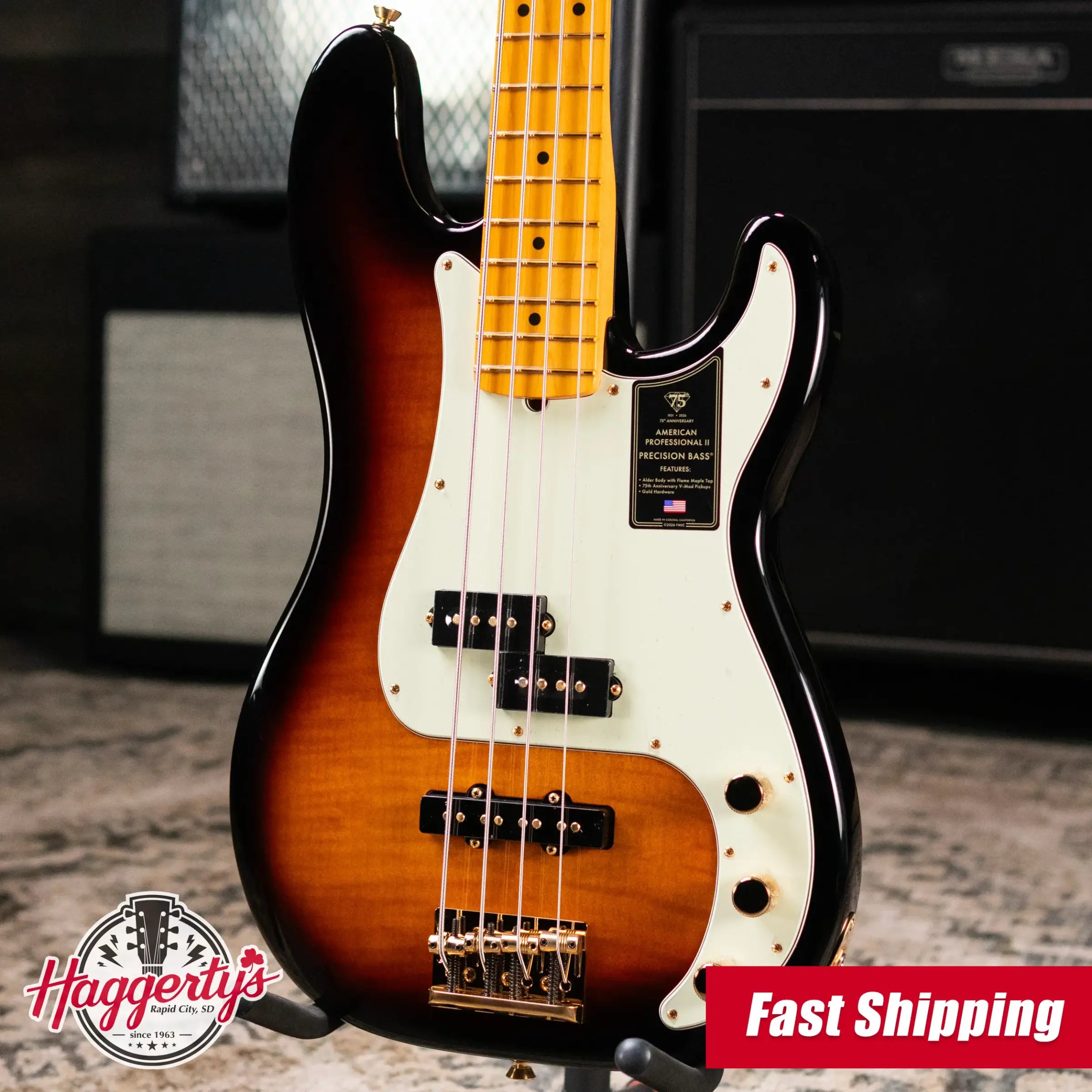 Fender 75th Anniversary American Professional PJ Bass - 2-Color Sunburst with Hardshell Case