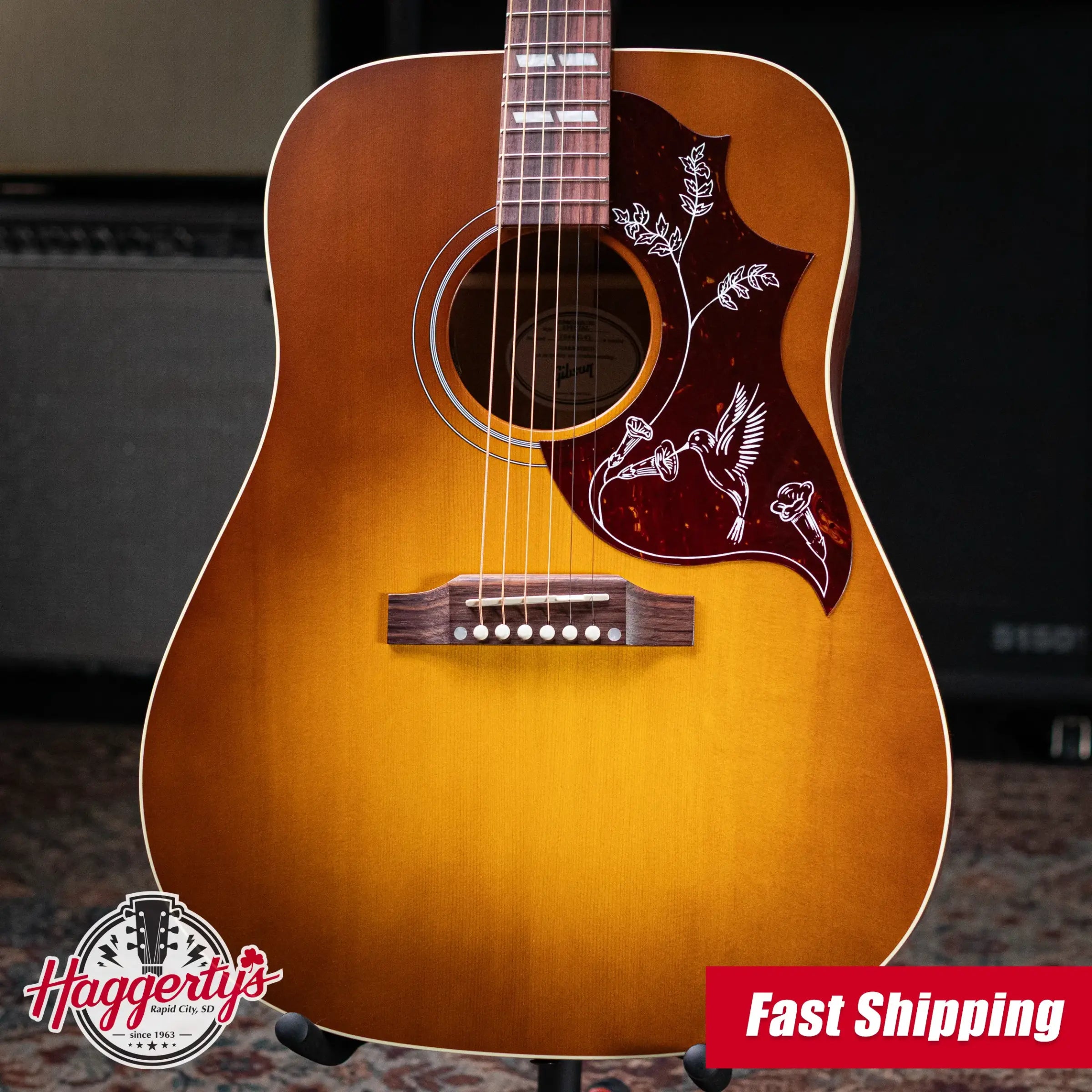 Gibson Hummingbird Special Dreadnought Acoustic/Electric Guitar - Honey Burst Satin with Gig Bag