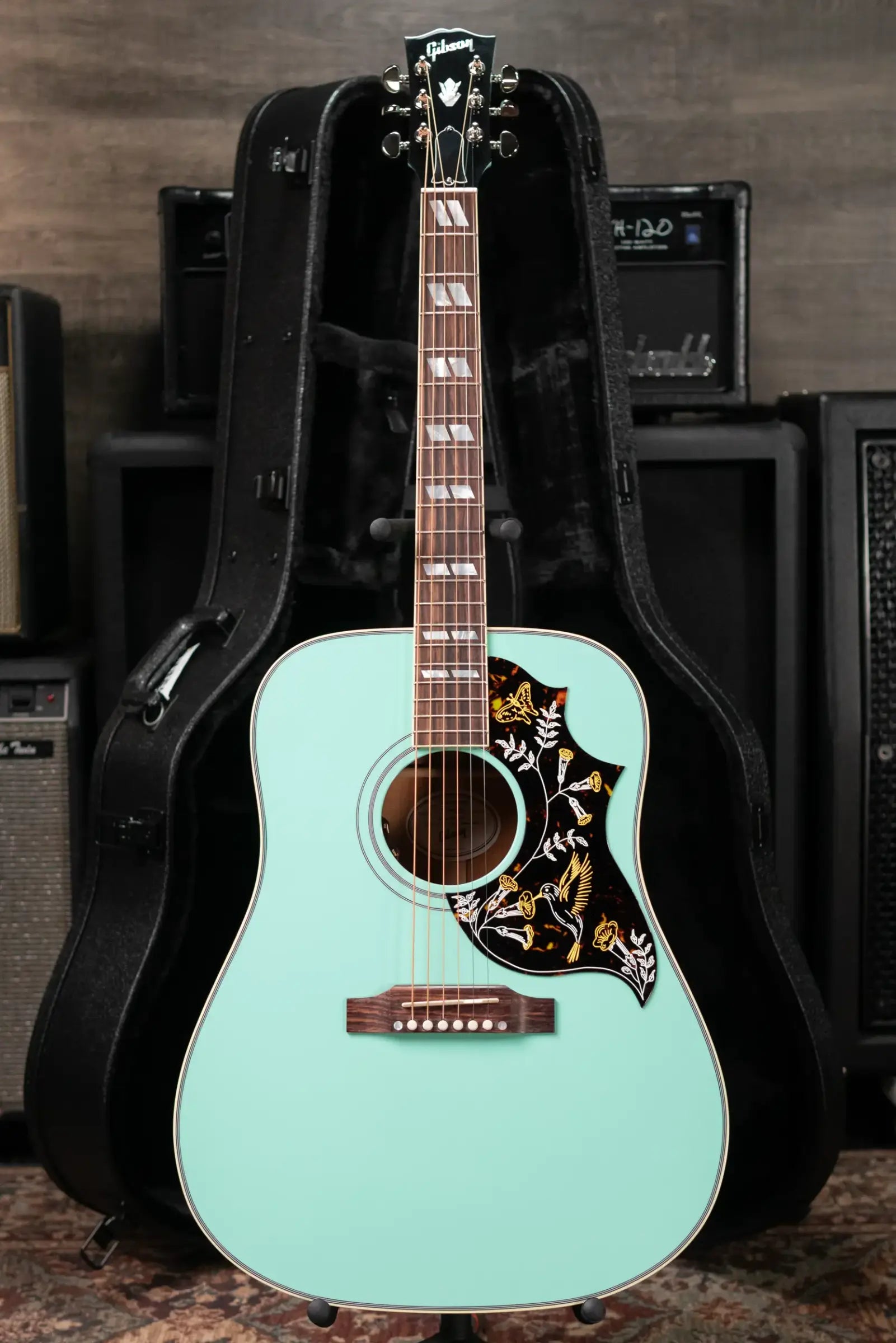Gibson Hummingbird Standard Dreadnought Acoustic/Electric Guitar - Southwestern Turquoise with Hardshell Case