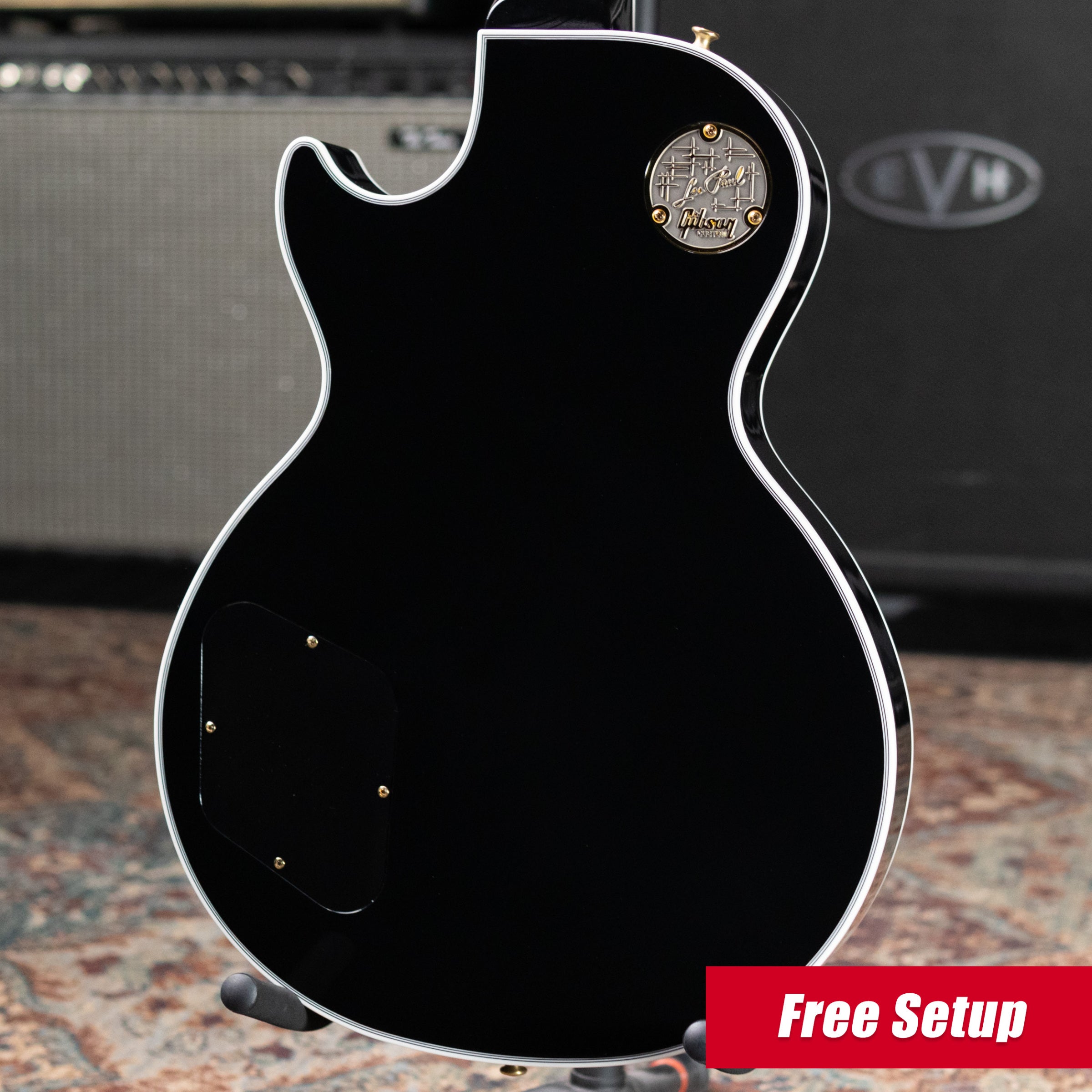 Gibson Custom Shop Les Paul Custom 25-1/2" Scale Electric Guitar - Ebony with Hardshell Case