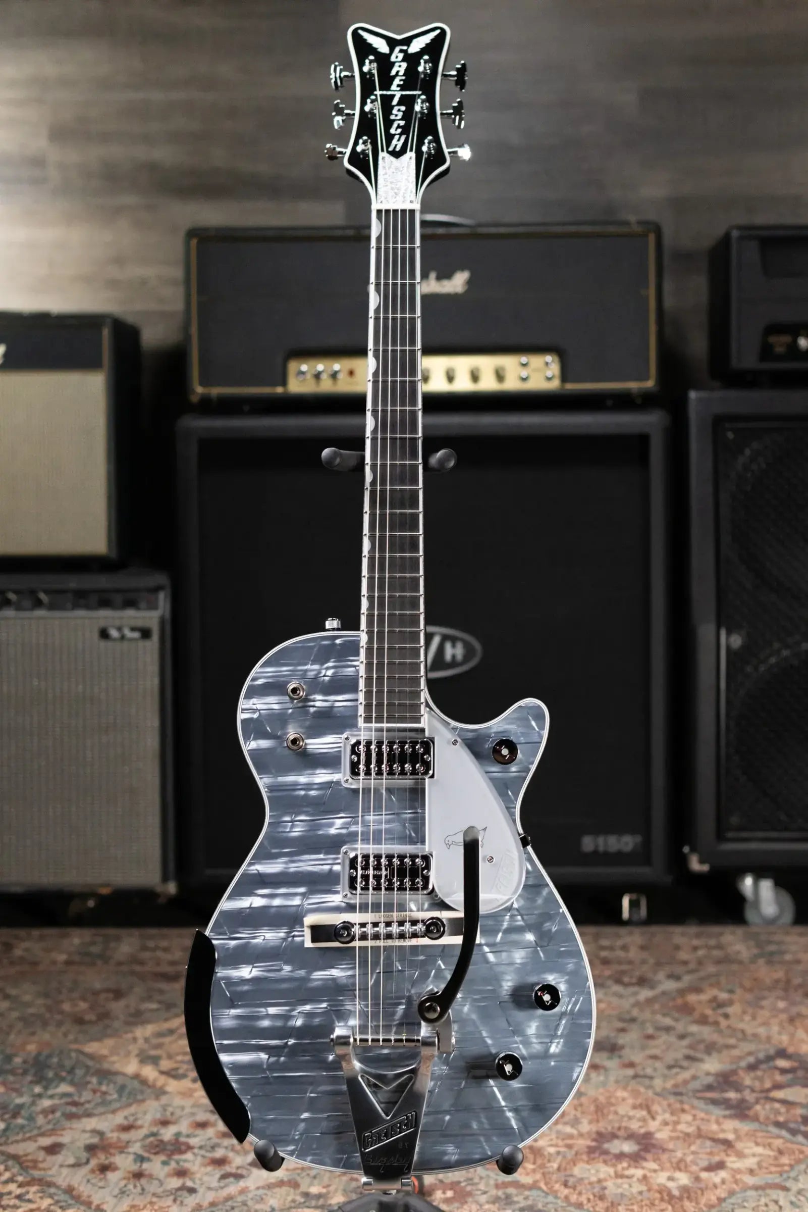 Gretsch G6134T Limited Edition Penguin with String-Thru Bigsby Electric Guitar - Light Blue Pearl with Hardshell Case