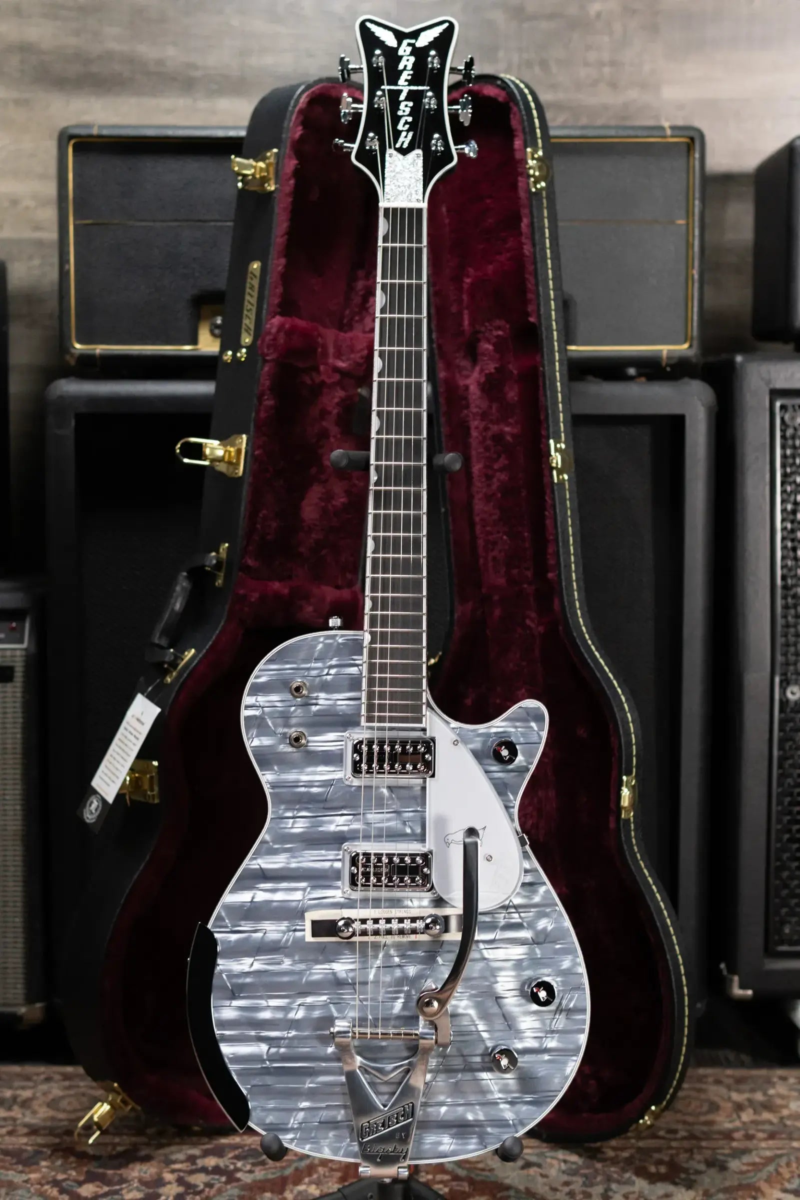 Gretsch G6134T Limited Edition Penguin with String-Thru Bigsby Electric Guitar - Light Blue Pearl with Hardshell Case