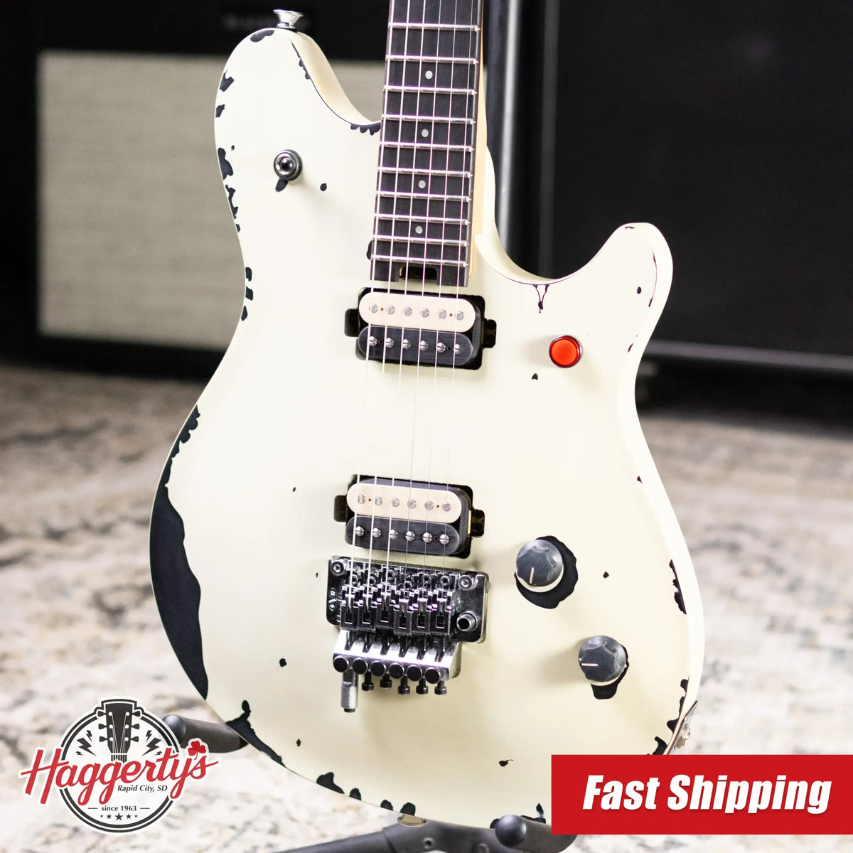 EVH Limited Edition Wolfgang Special Striped Series Electric Guitar - Distressed Ivory