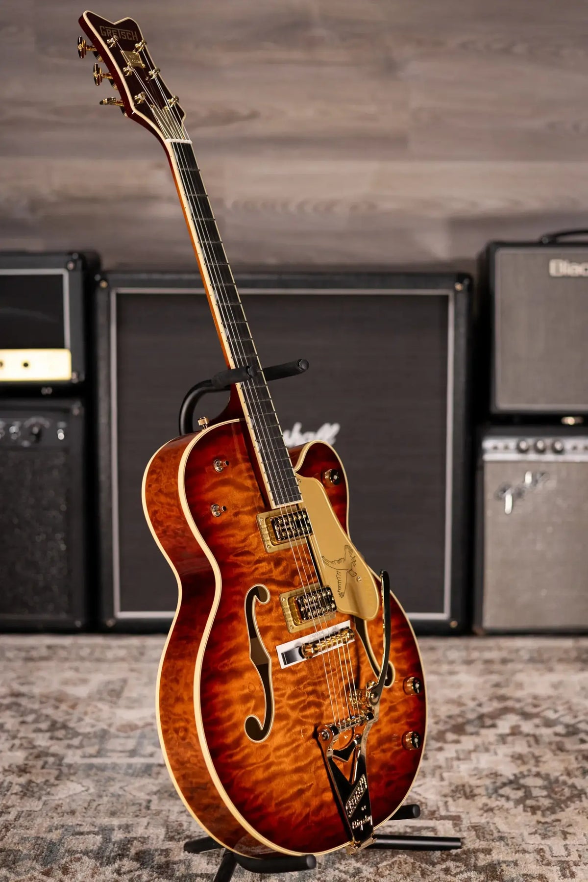 Gretsch G6136TGQM-59 Limited Edition Quilt Classic Falcon with Bigsby Hollow Body Electric Guitar - Forge Glow with Hardshell Case