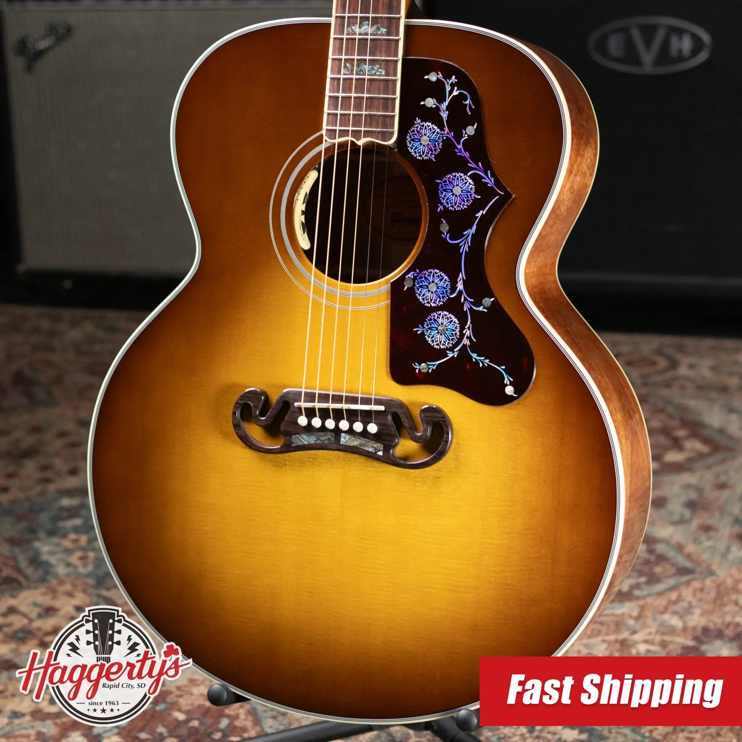 Gibson SJ-200 Elegant Koa Acoustic/Electric Guitar - Honey Burst with Hardshell Case