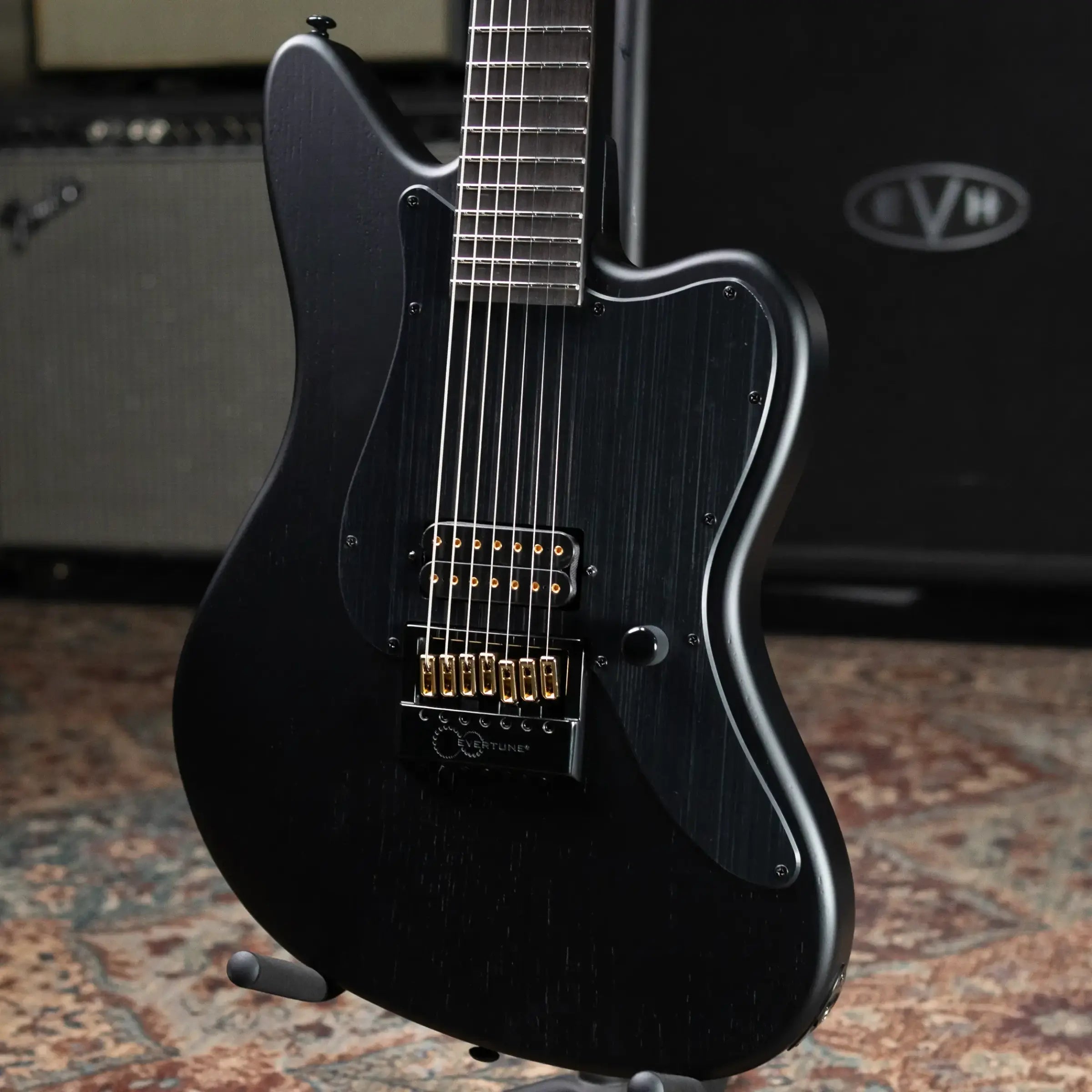 ESP LTD Alex Wade XJ Signature 7-String Baritone Electric Guitar - Black Satin with Hardshell Case