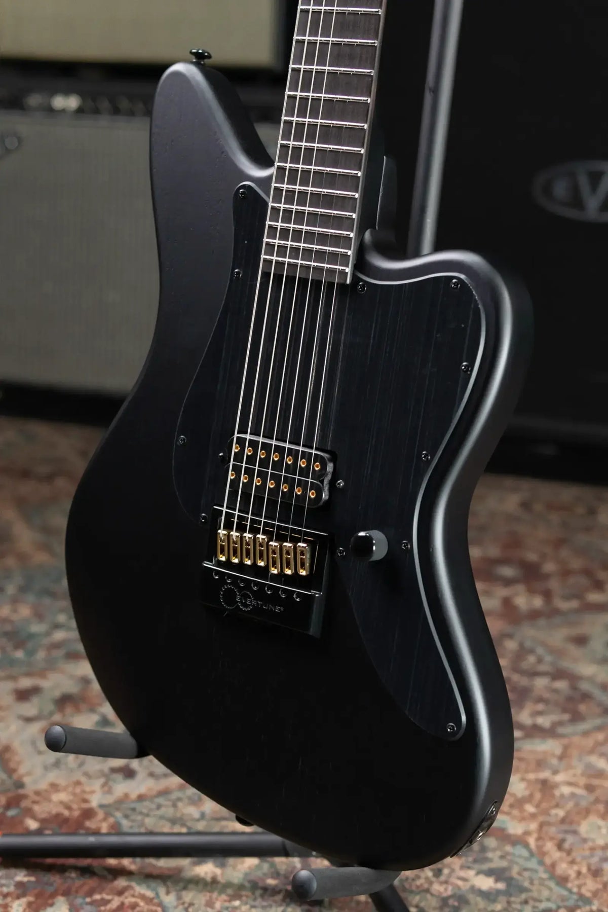 ESP LTD Alex Wade XJ Signature 7-String Baritone Electric Guitar - Black Satin with Hardshell Case