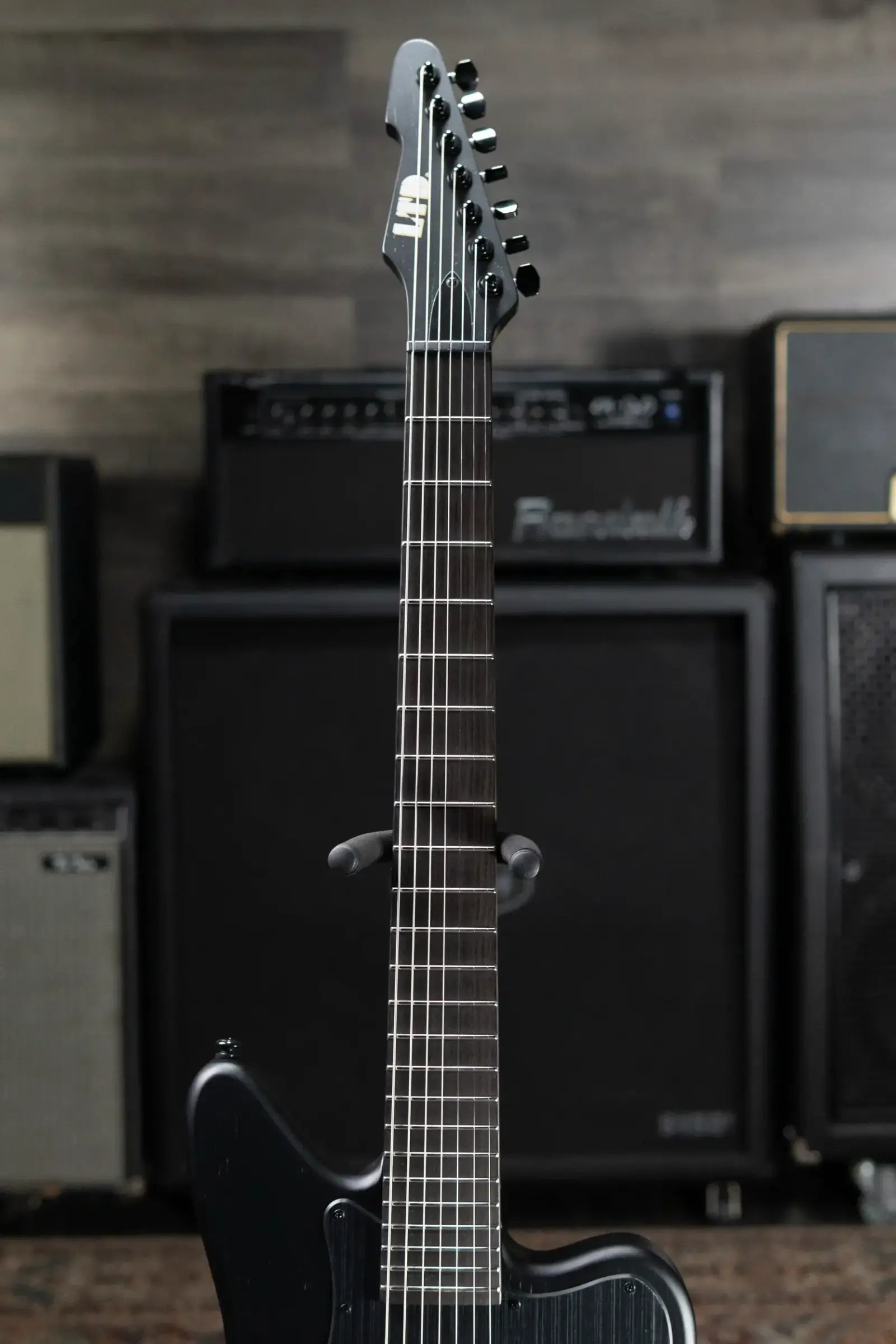 ESP LTD Alex Wade XJ Signature 7-String Baritone Electric Guitar - Black Satin with Hardshell Case