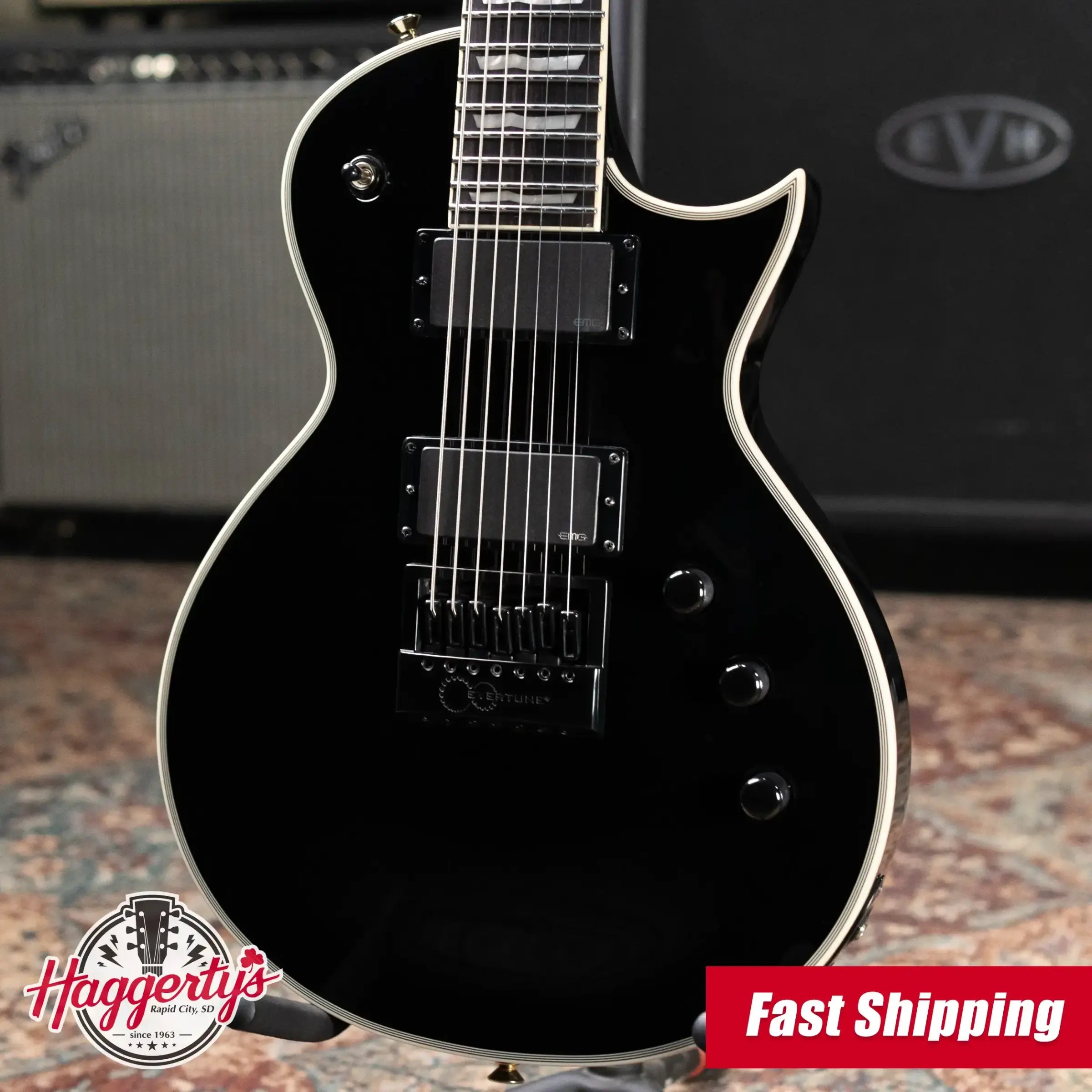 ESP LTD EC-1007ET Deluxe 7-String Electric Guitar - Black with Gig Bag - Used