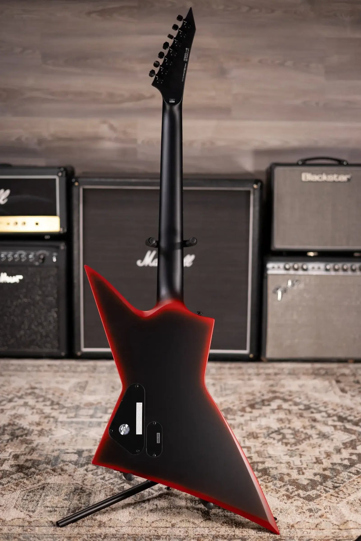 ESP LTD EXL-7 Baritone 7-String Black Metal Electric Guitar - Black Red Burst Satin