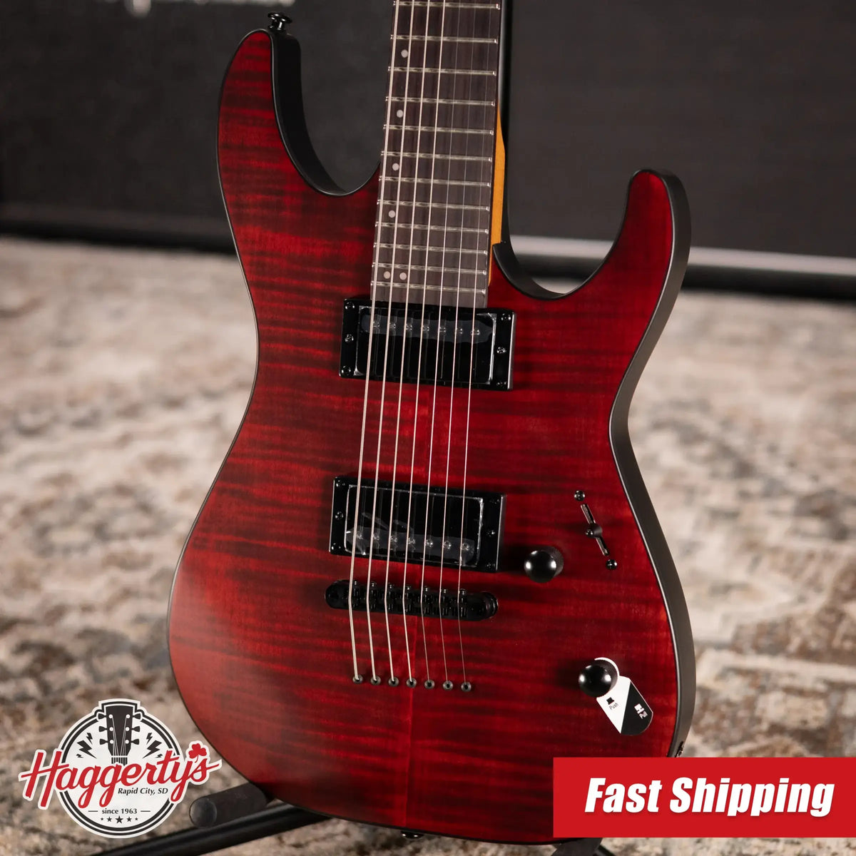 ESP LTD M-207DX Baritone 7-String Electric Guitar - Crimson Satin