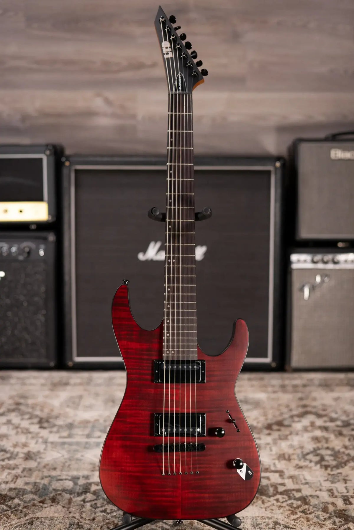 ESP LTD M-207DX Baritone 7-String Electric Guitar - Crimson Satin