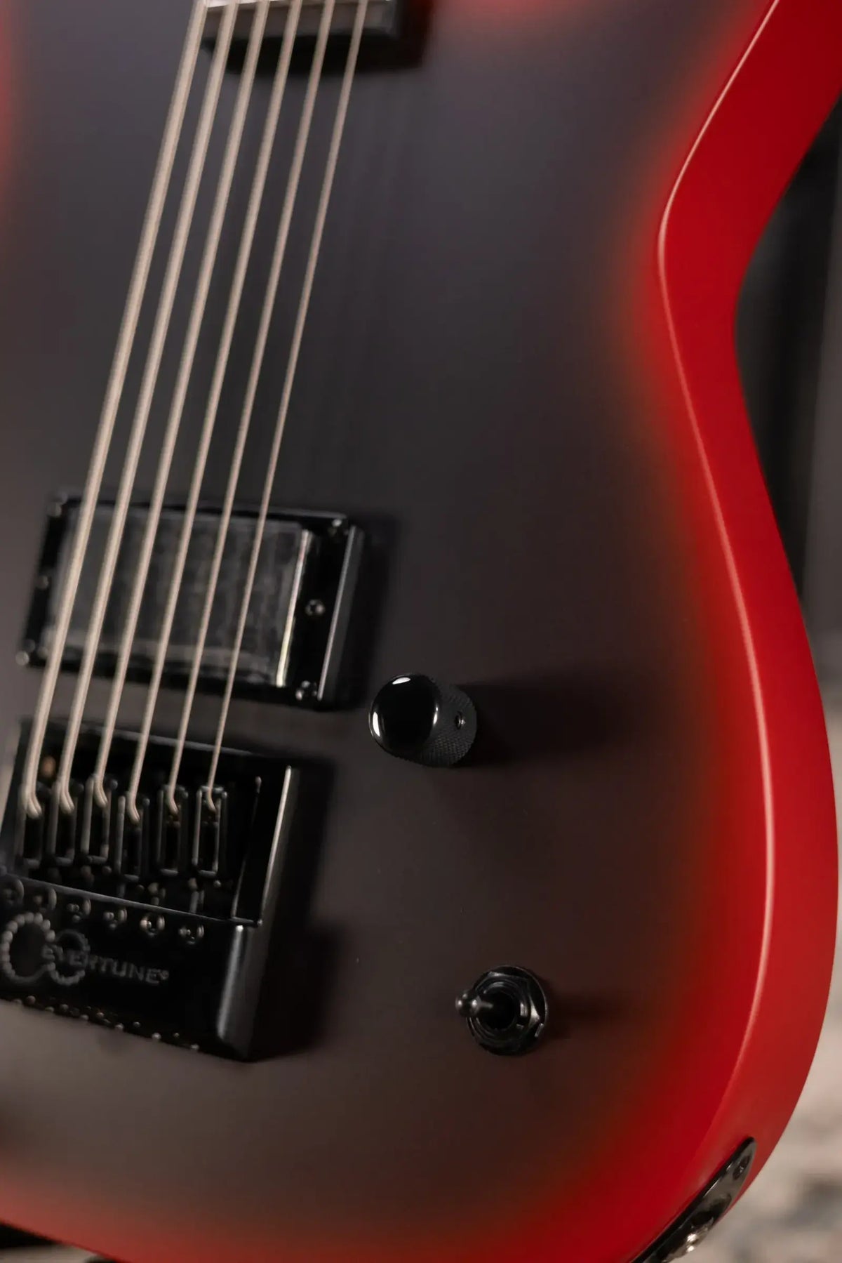 ESP LTD M-6 Evertune 30" Black Metal Electric Guitar - Black Red Burst Satin